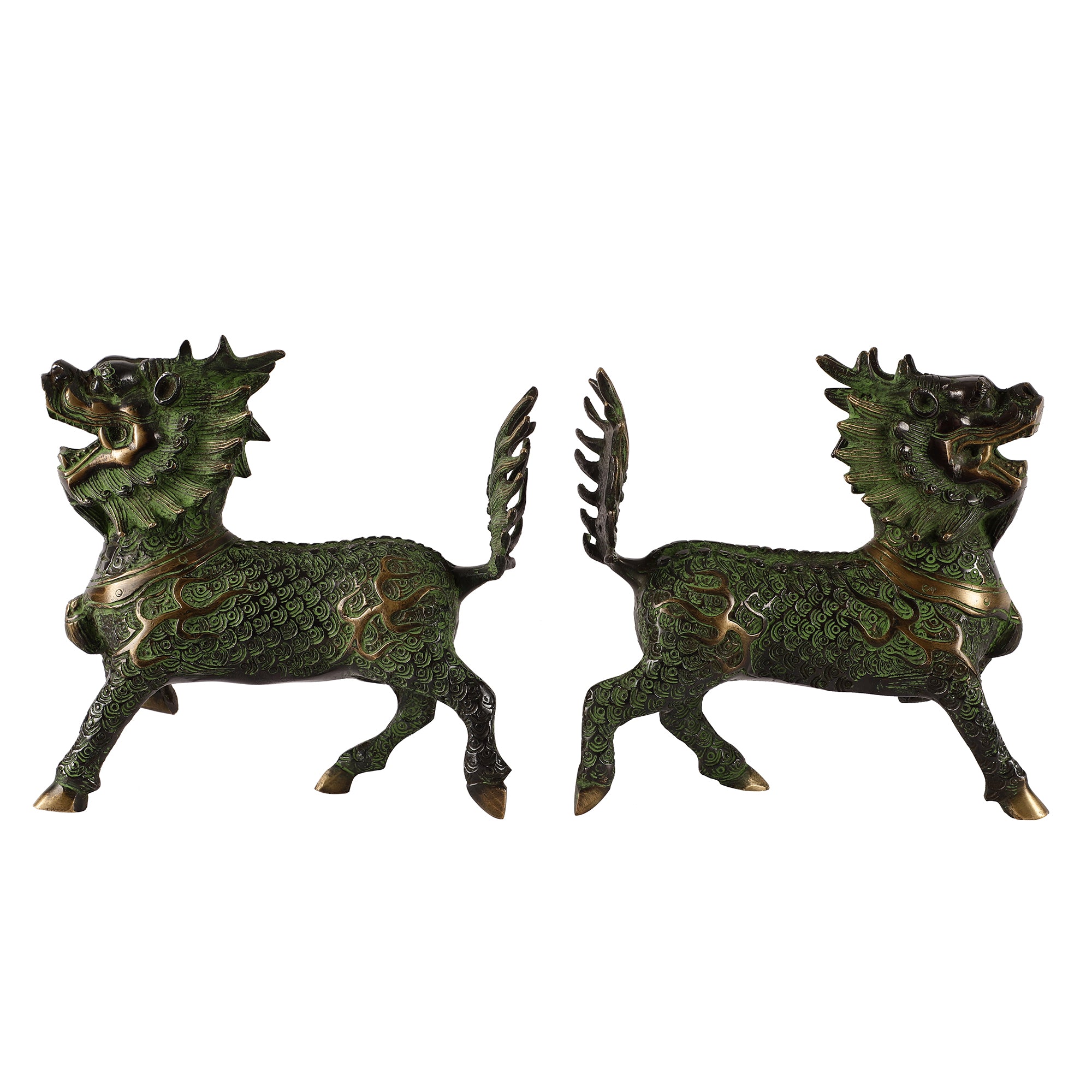 Mystical Dragons (Set of 2) - Green/Gold