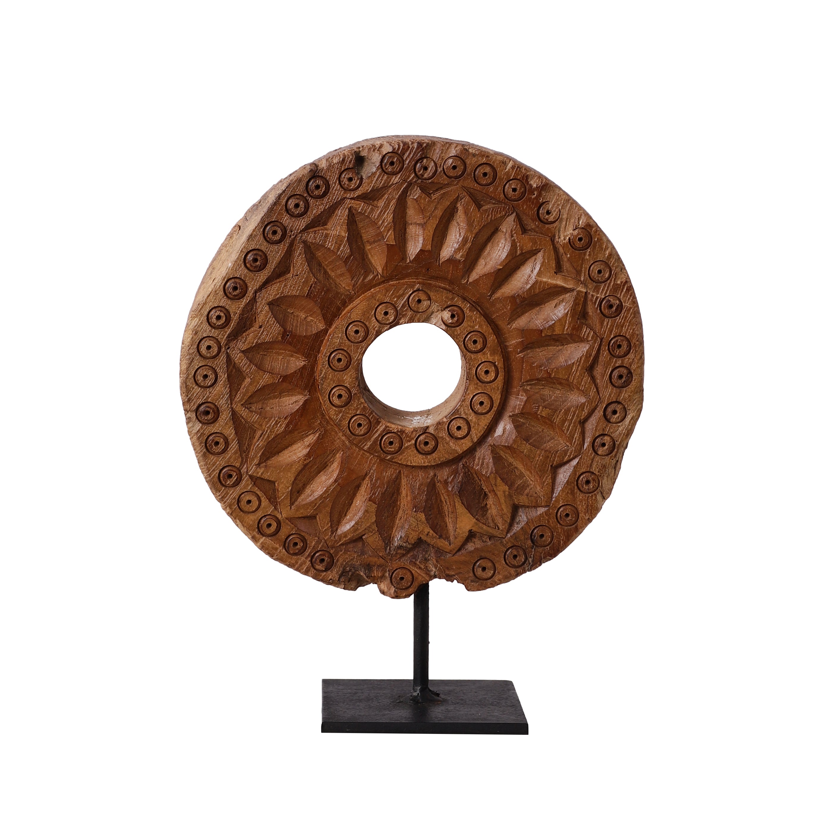 Antique Wooden Chakra Table Accent