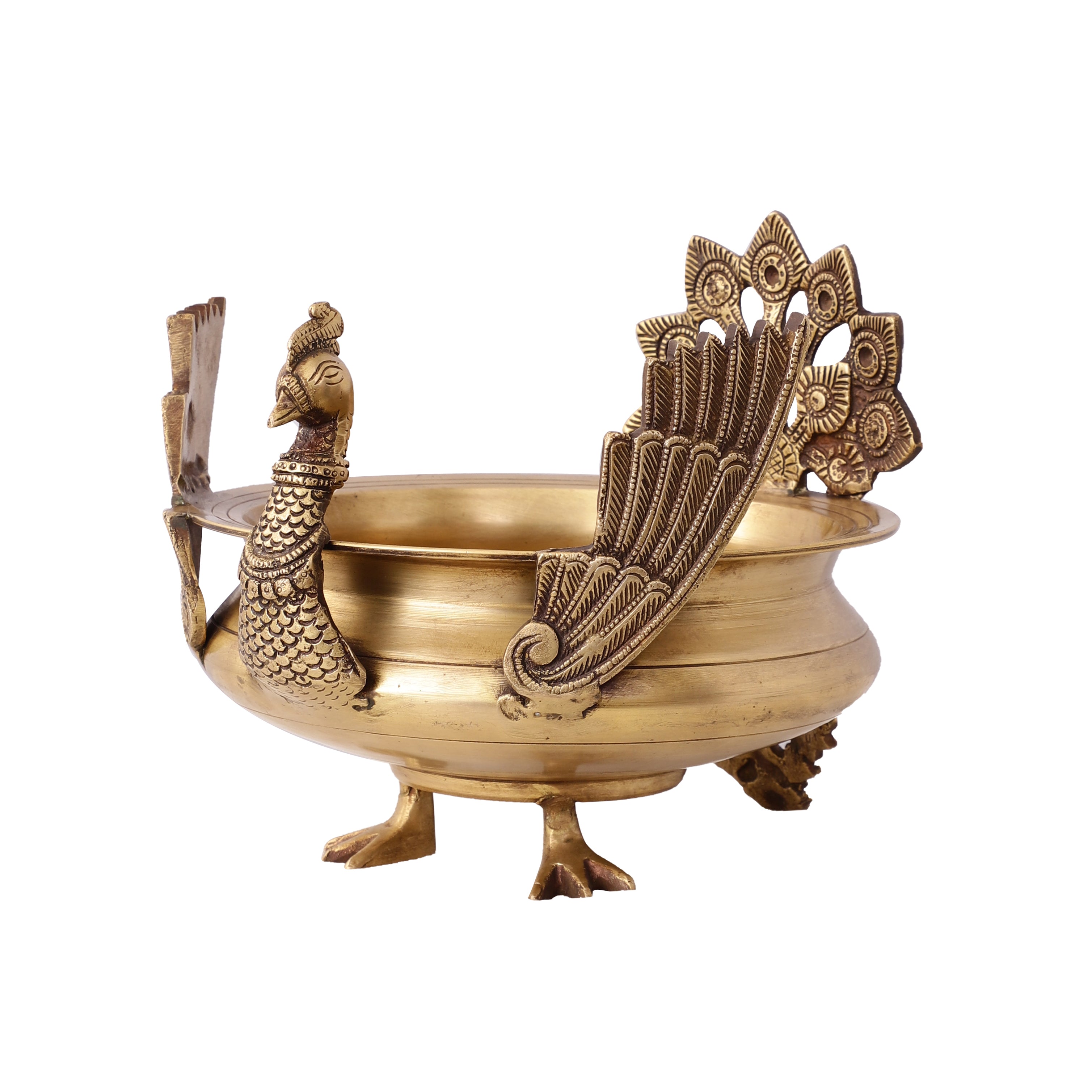 Peacock Brass Urli