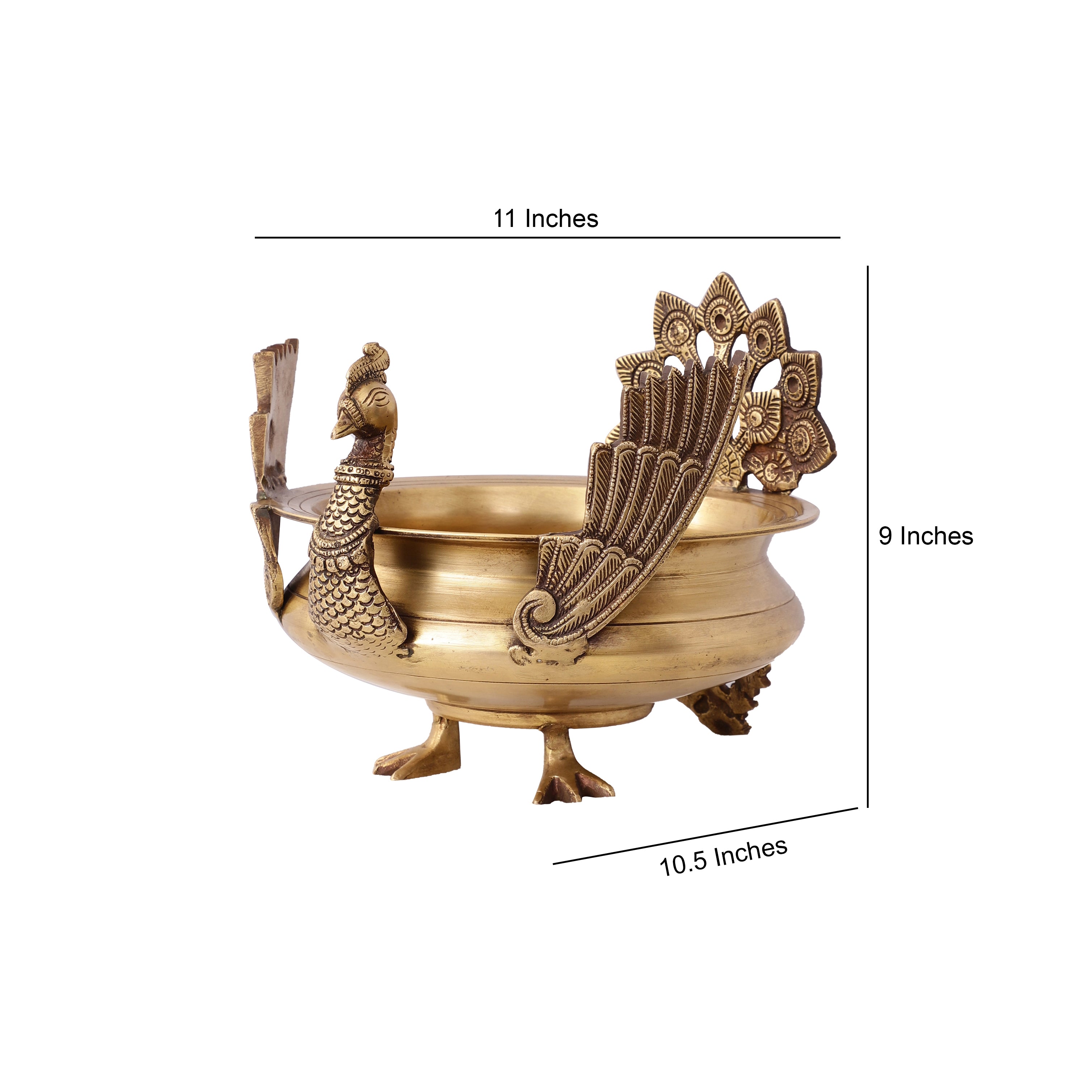 Peacock Brass Urli