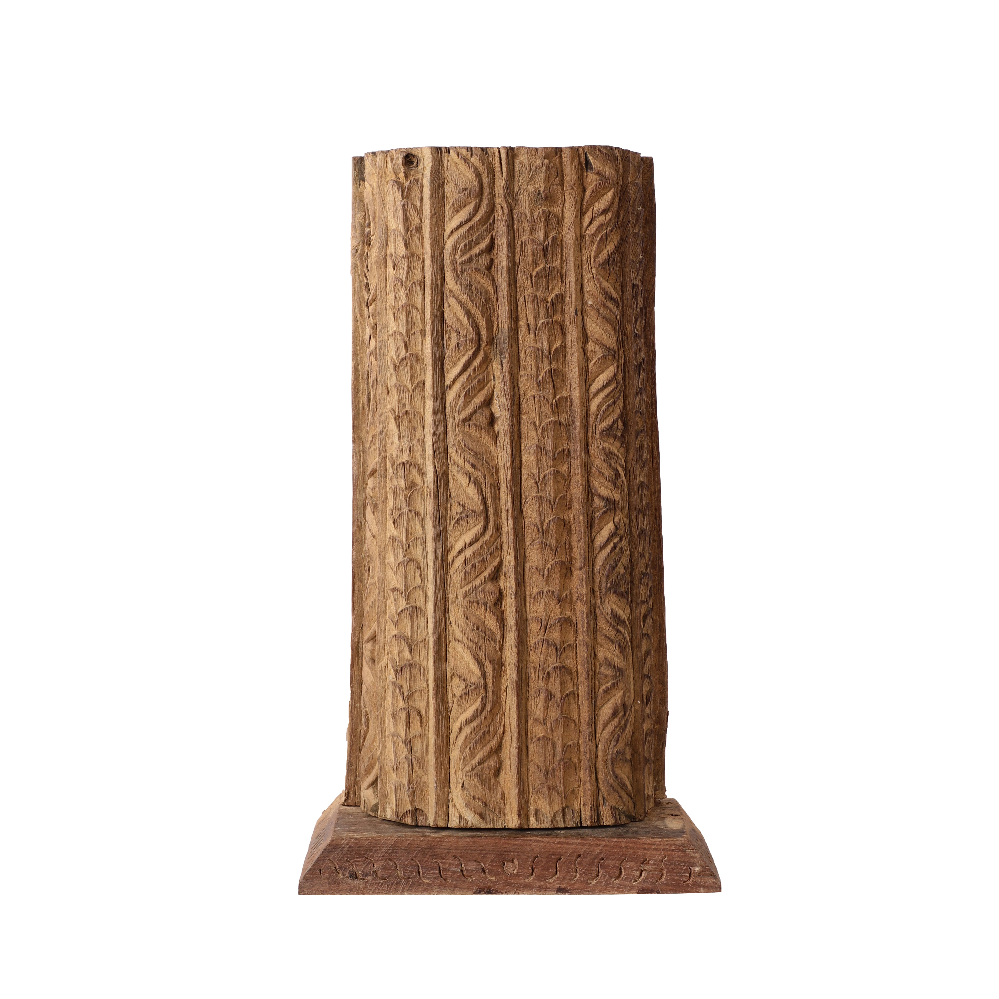 Antique Carved Wooden Candle Pillar (Half-Round)