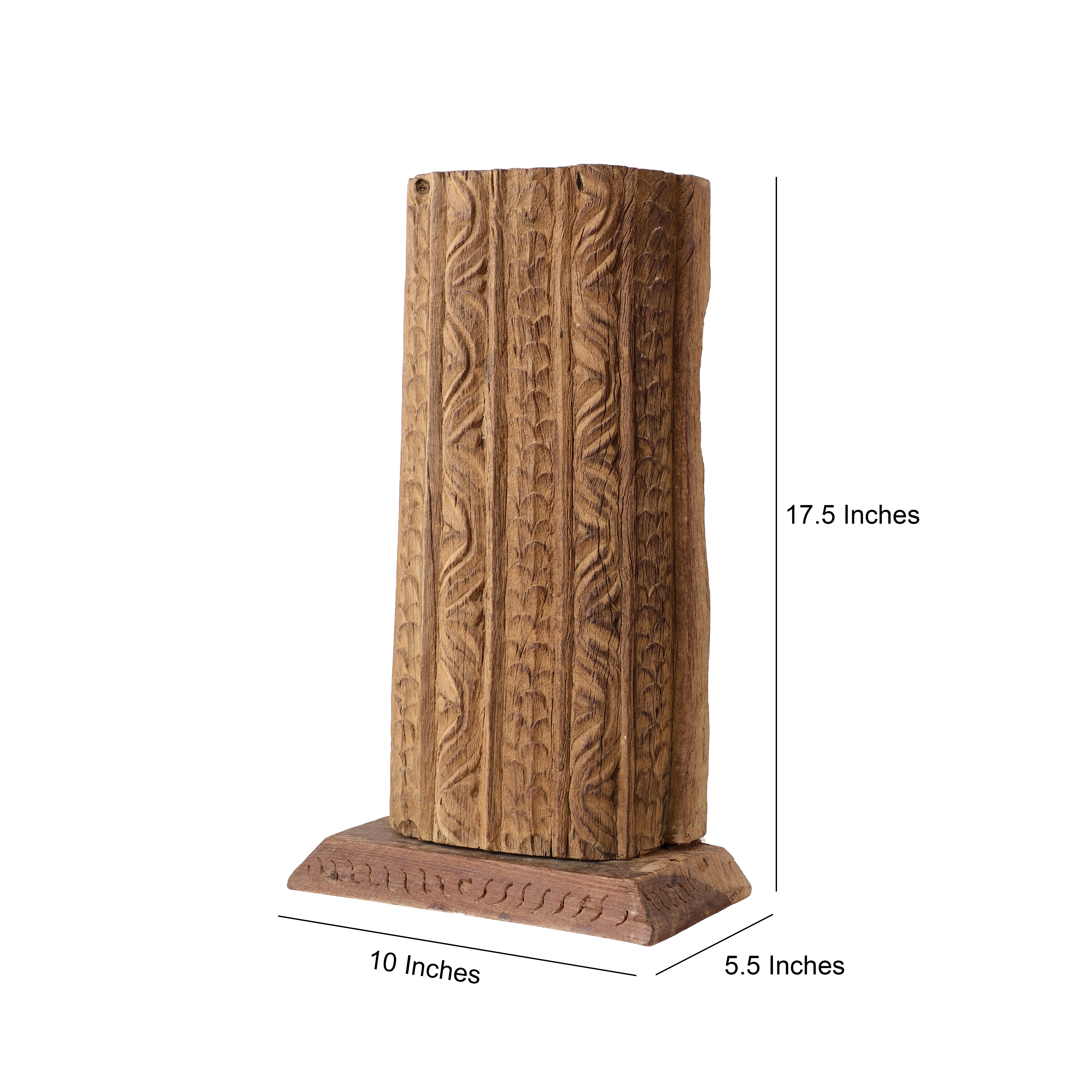 Antique Carved Wooden Candle Pillar (Half-Round)