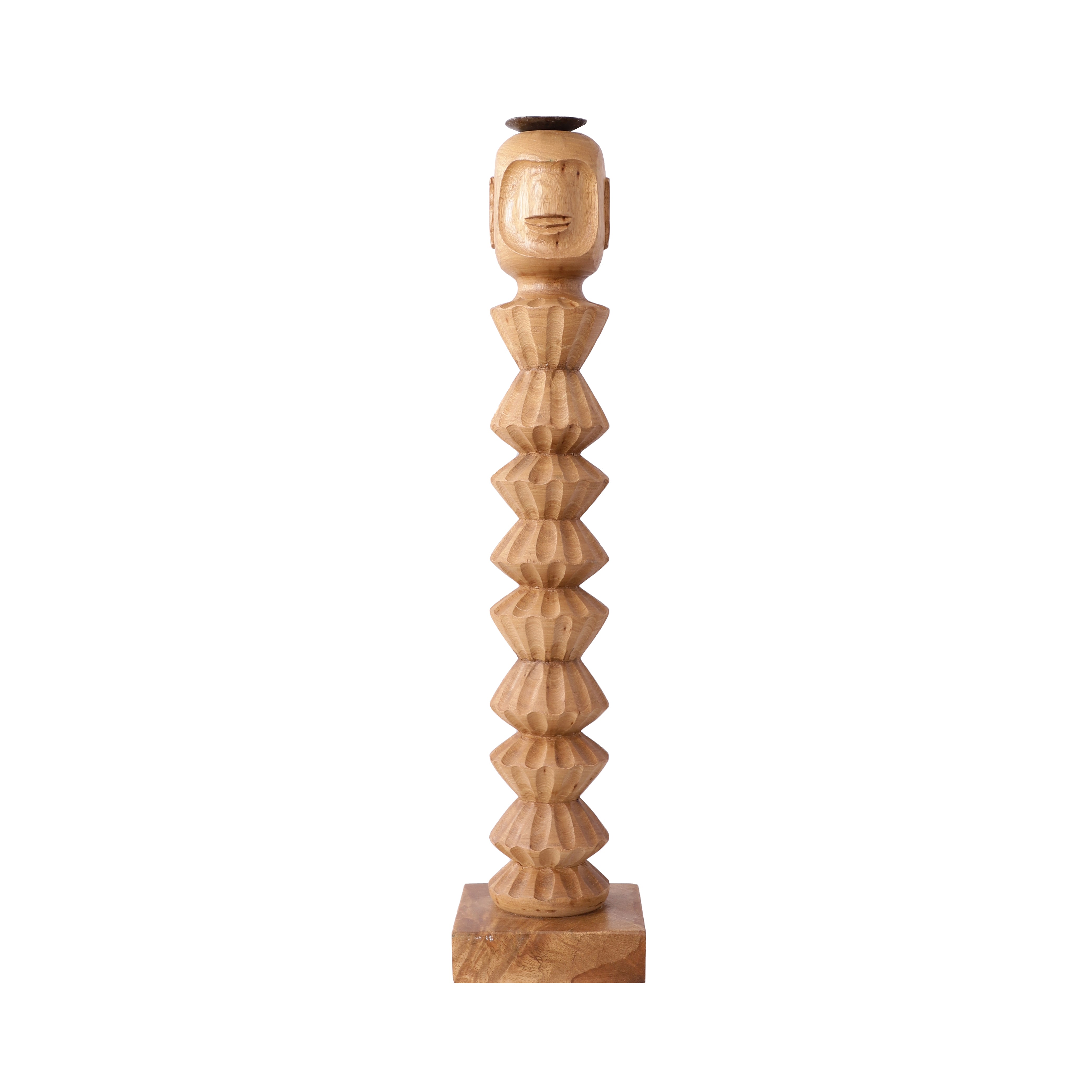Wooden Face Candle Stand