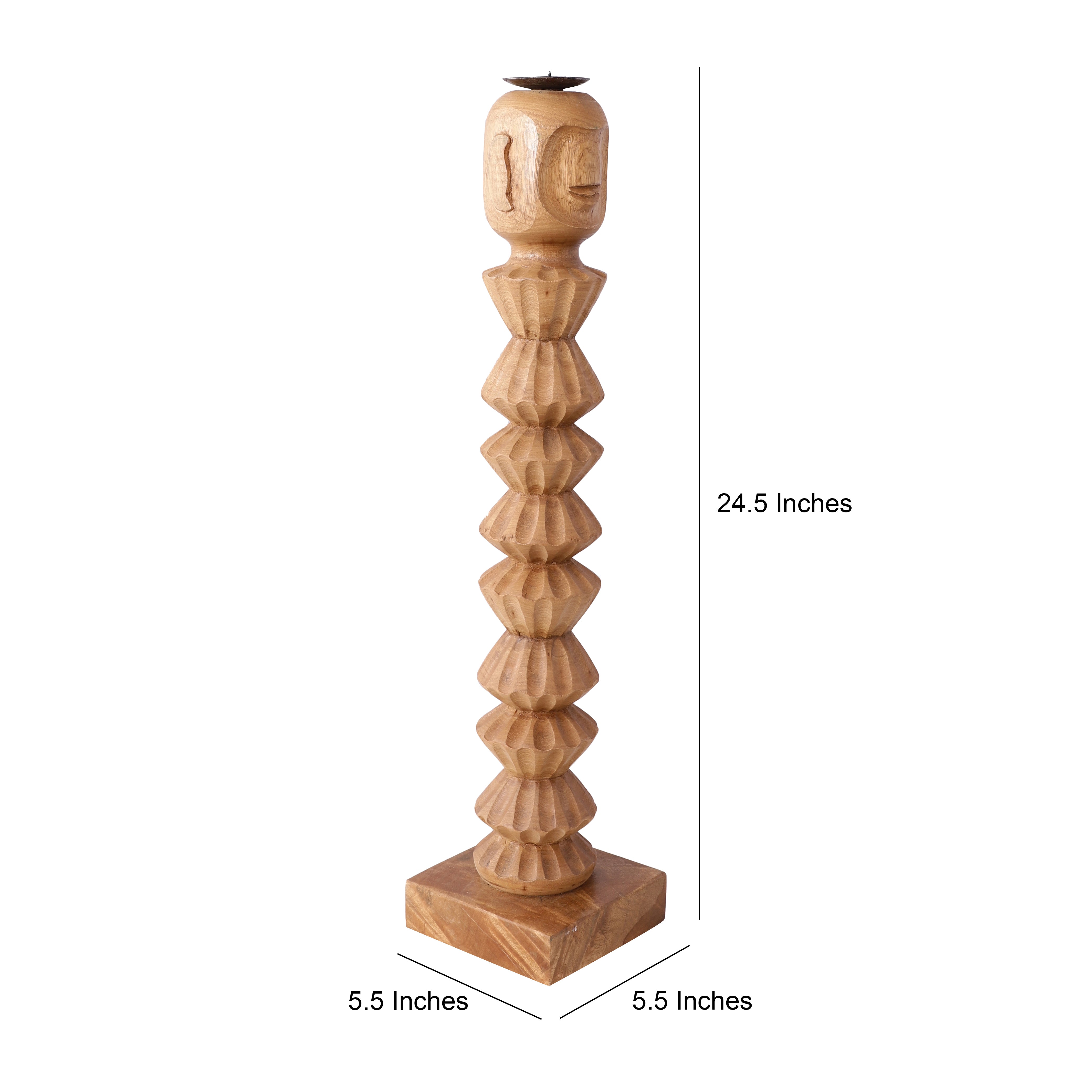 Wooden Face Candle Stand