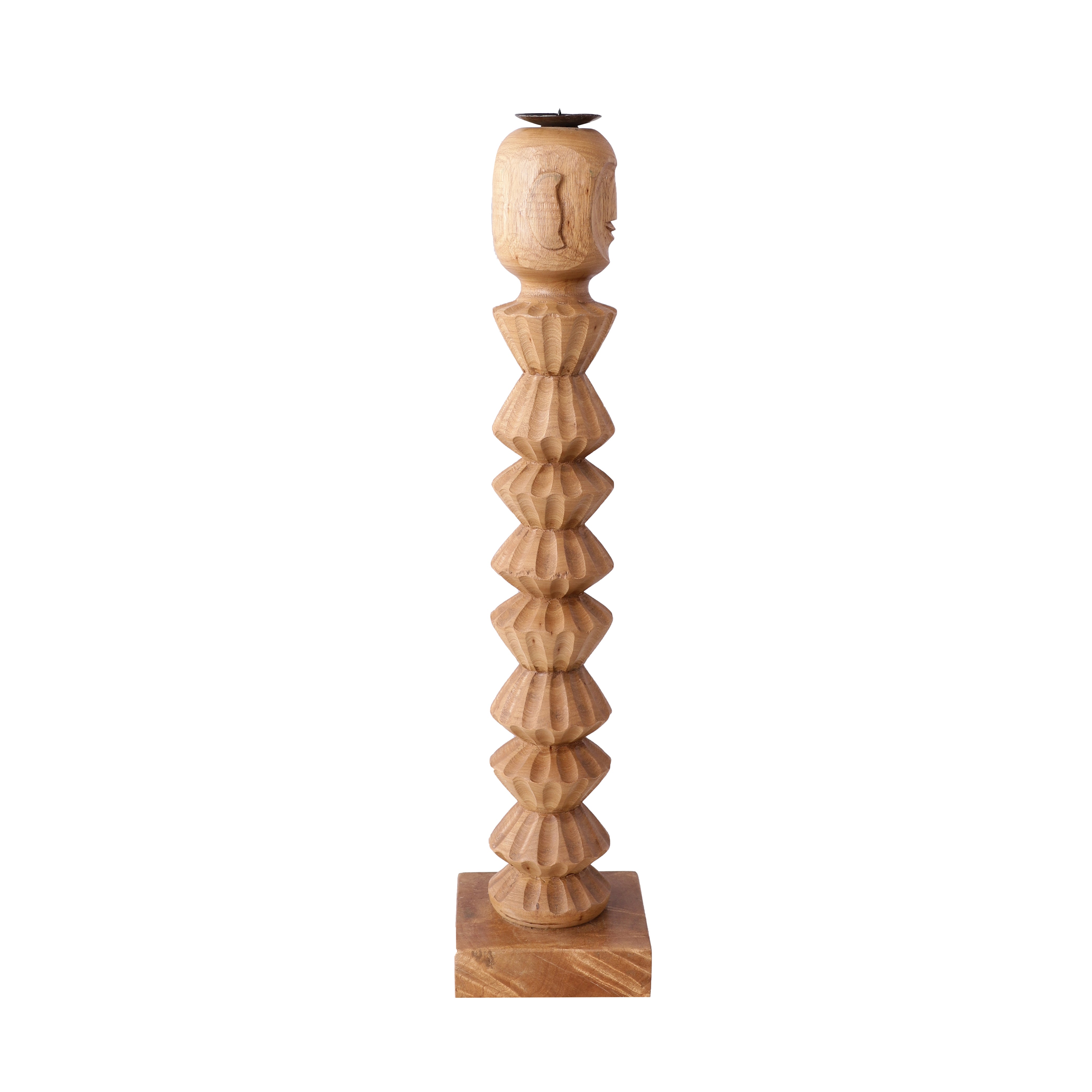 Wooden Face Candle Stand