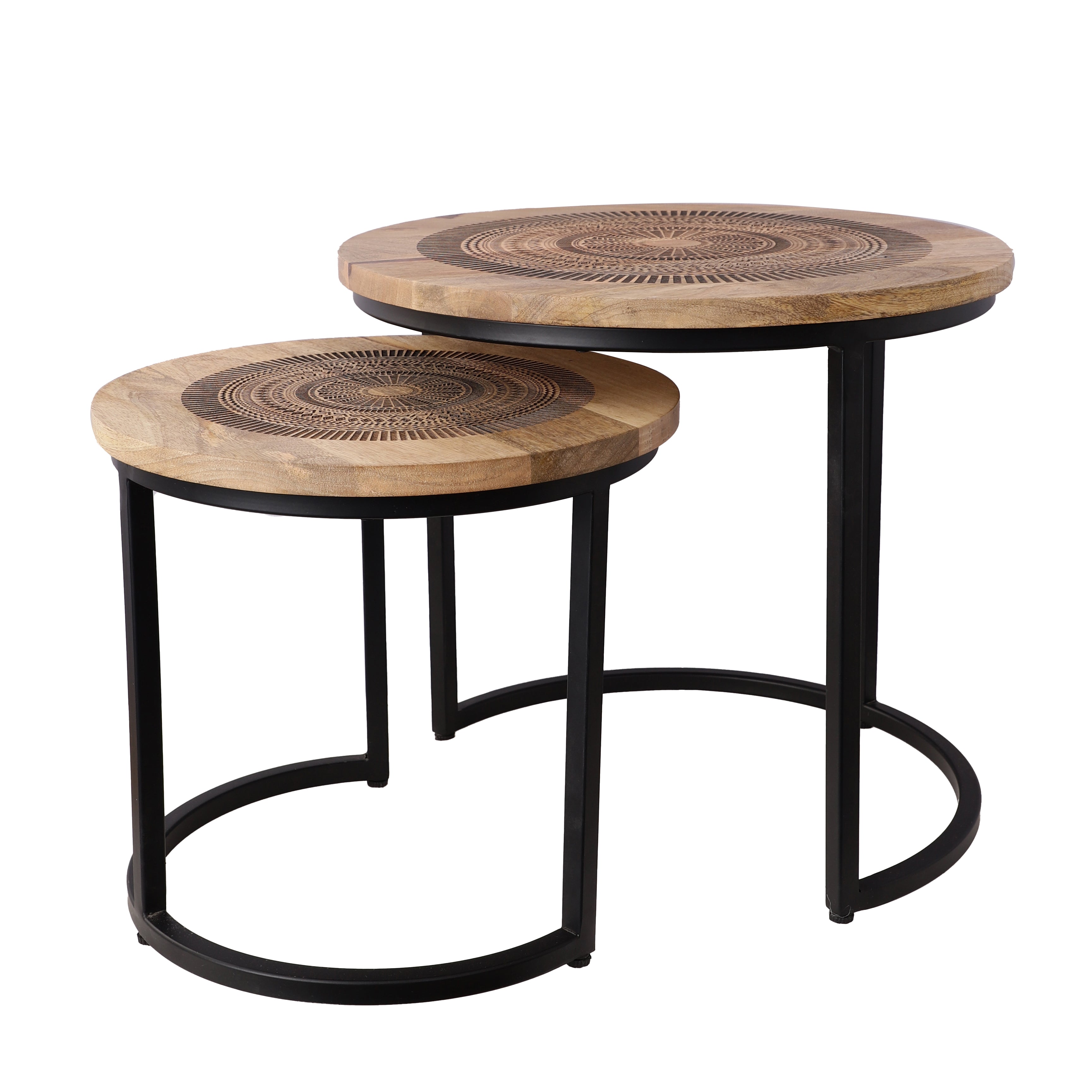 Wood and Metal Nested Tables/Stools (Set of 2)