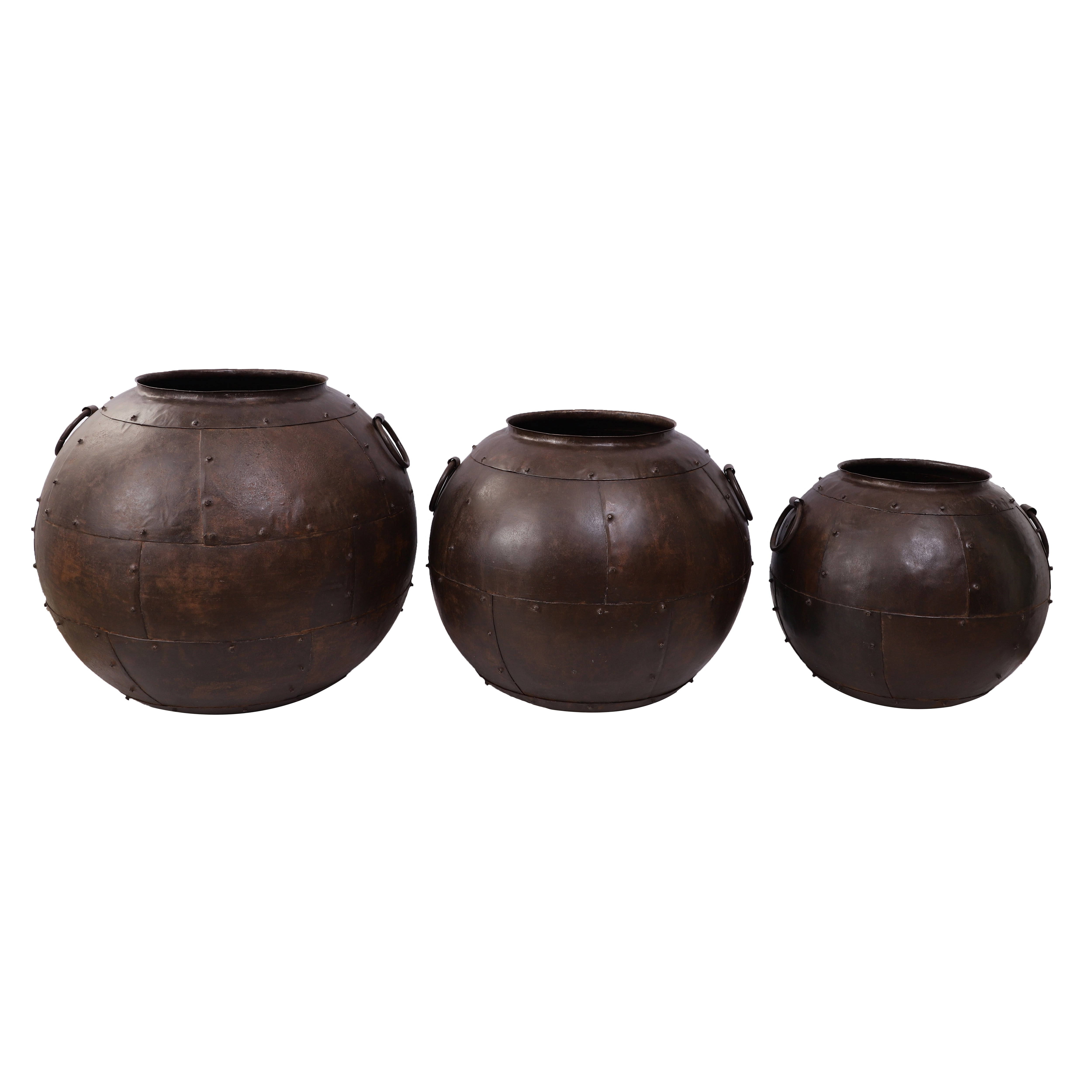 Brown Round Metal Pot (Single)