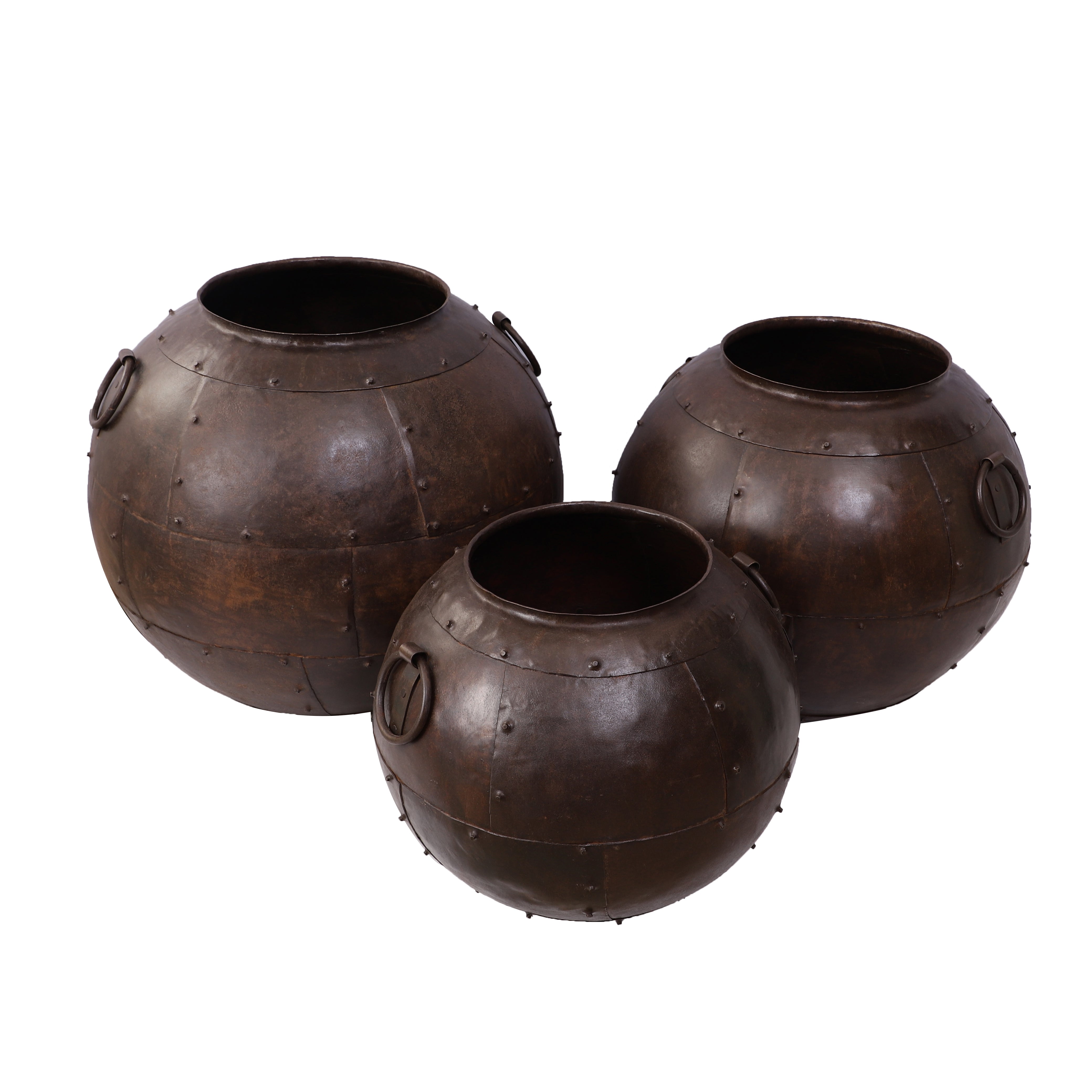 Brown Round Metal Pot (Single)