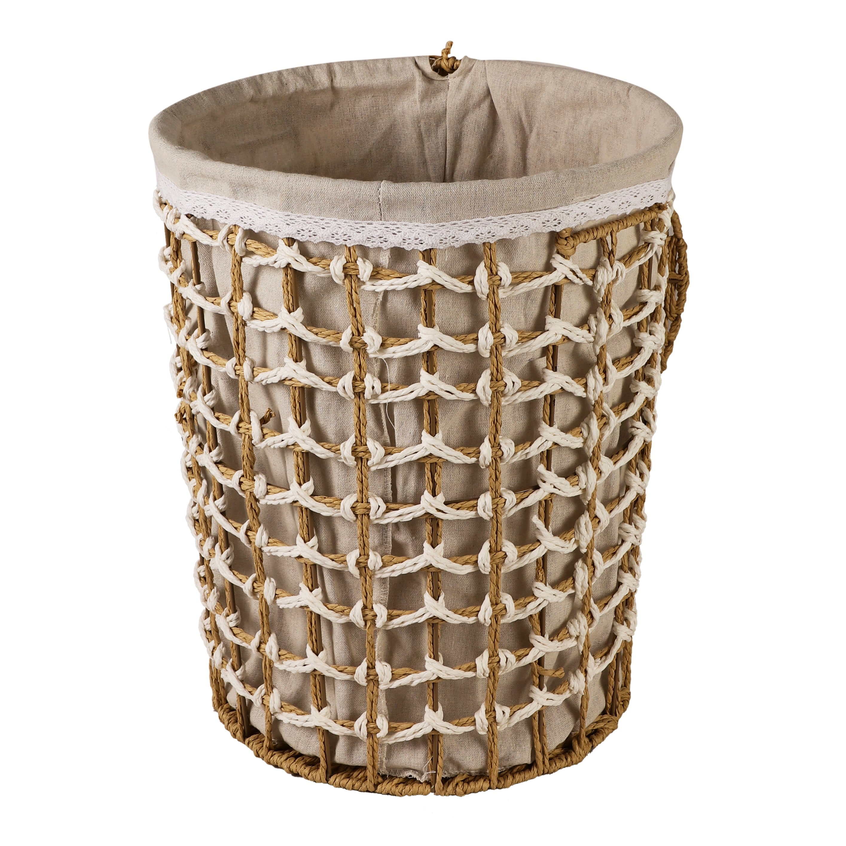 Weaved Jute Laundry Baskets with Lid (Single)