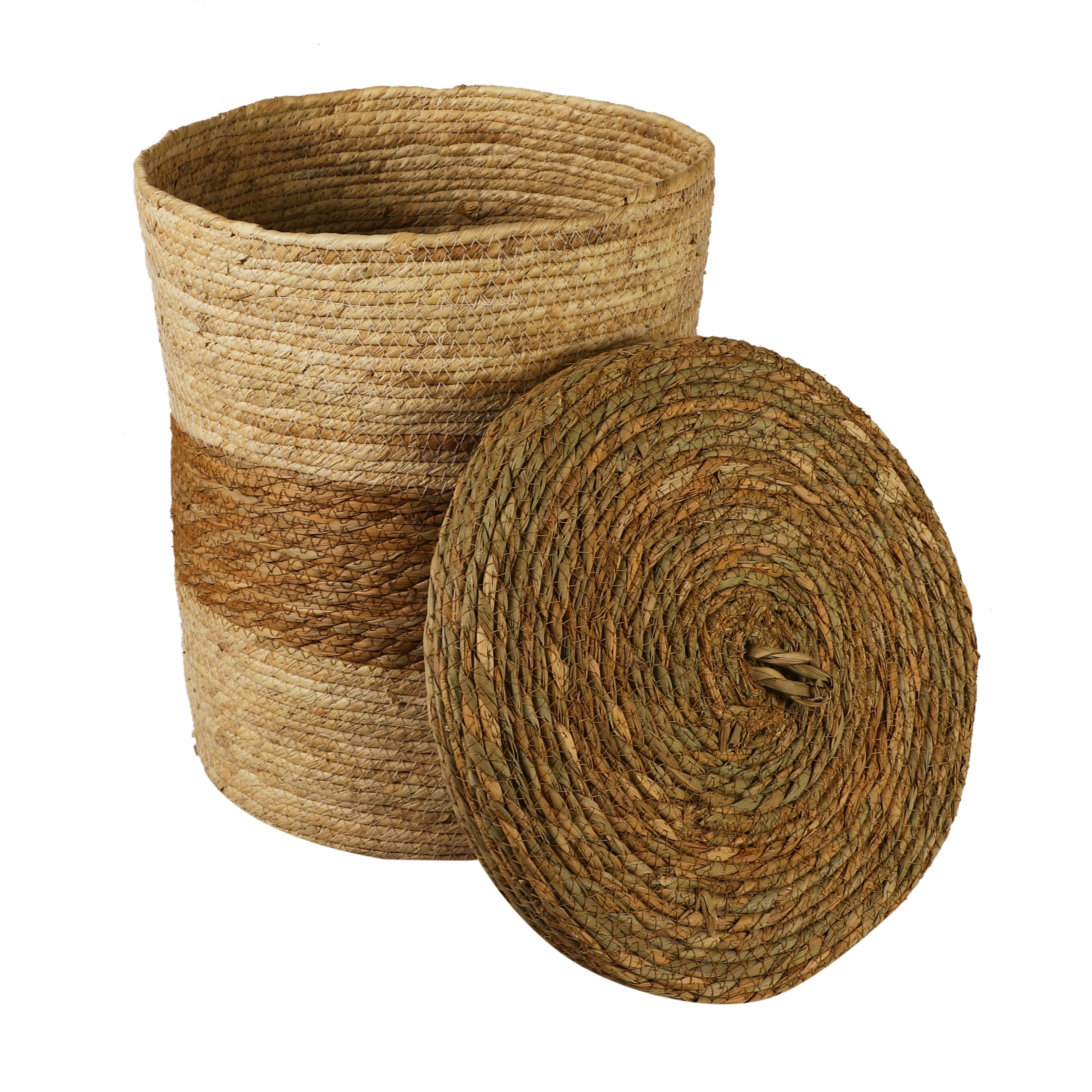 Jute Laundry Baskets with Lid (Single)