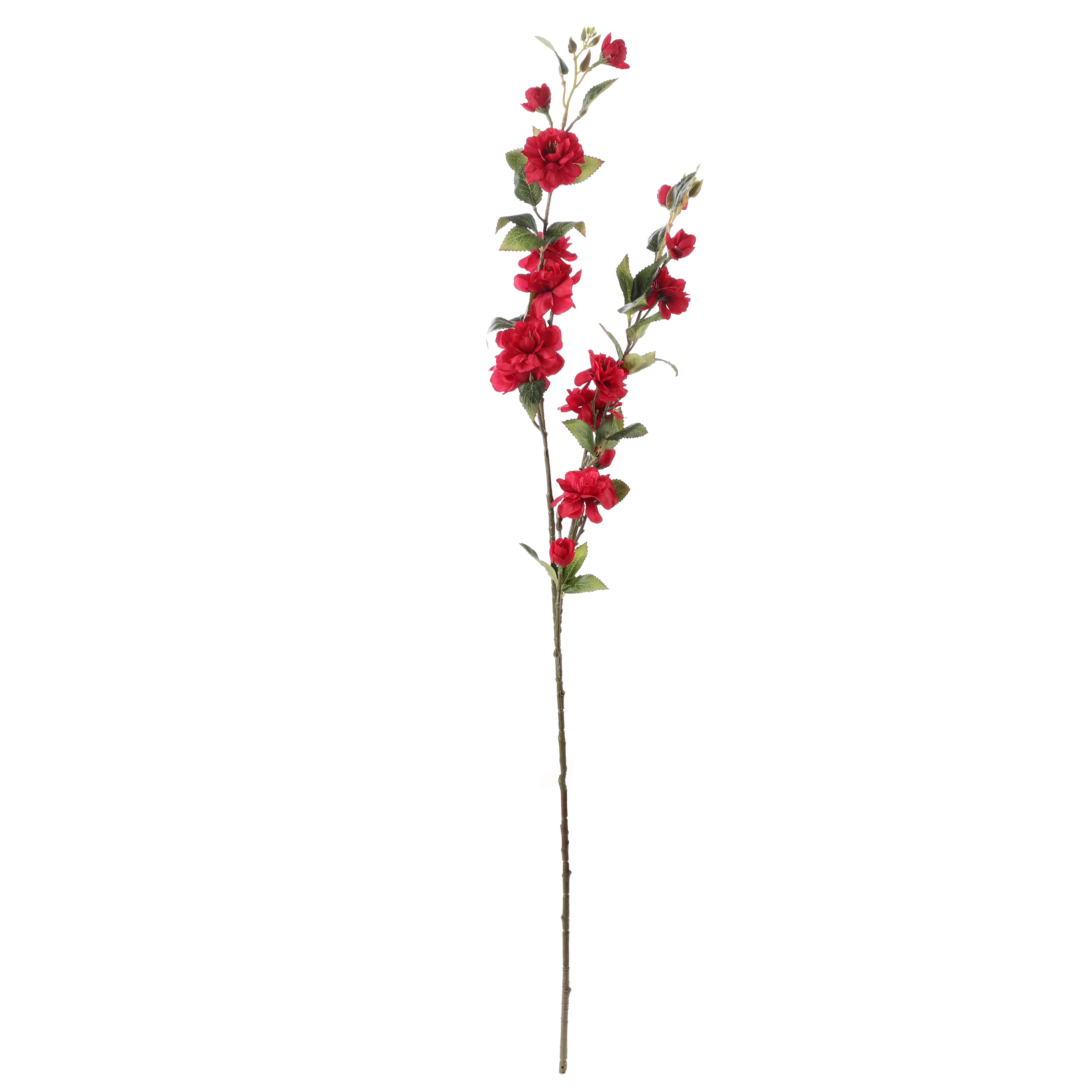 Faux Red Crabapple Blossom Stick (Single)