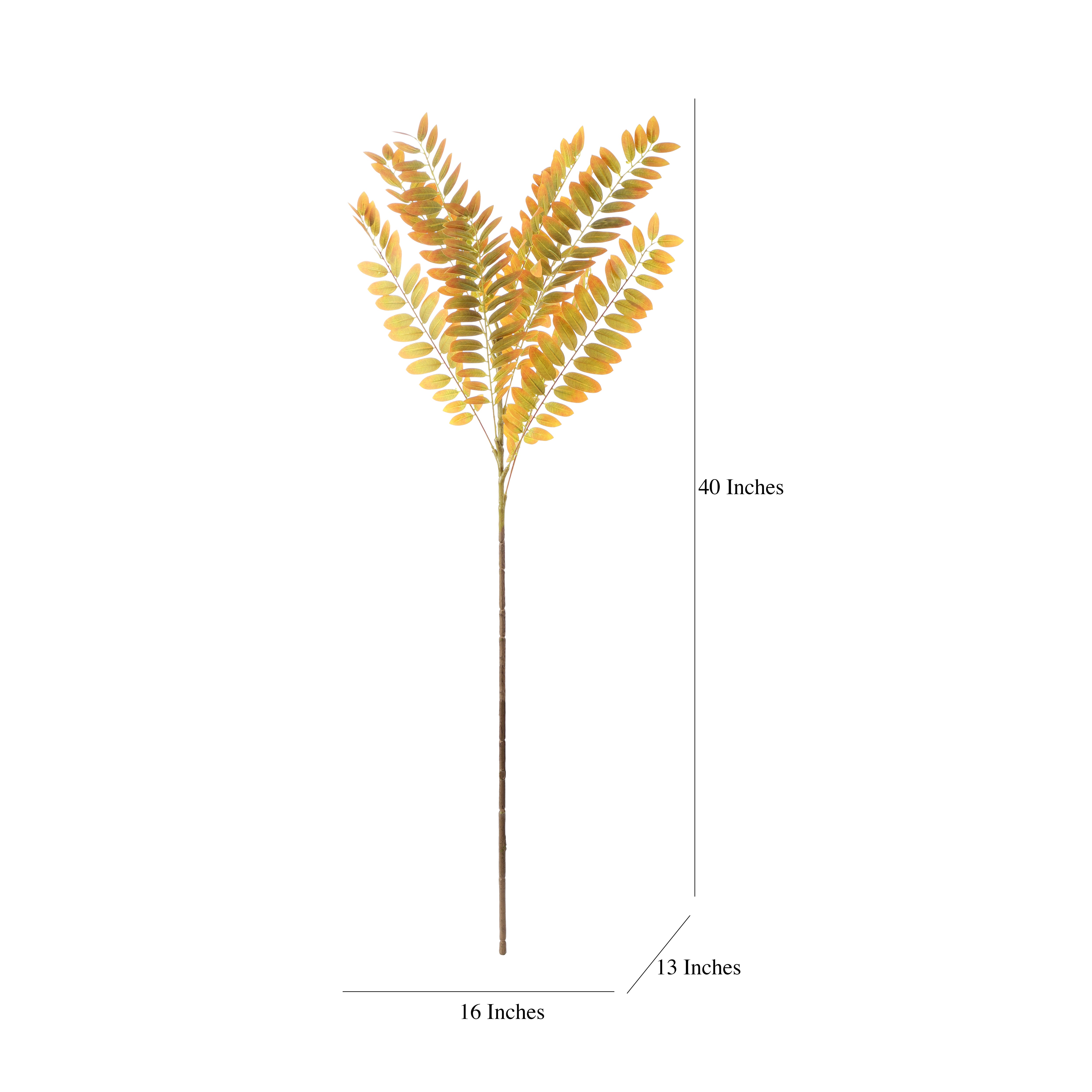 Vibrant Orange & Green Faux Fern Stick (Single)