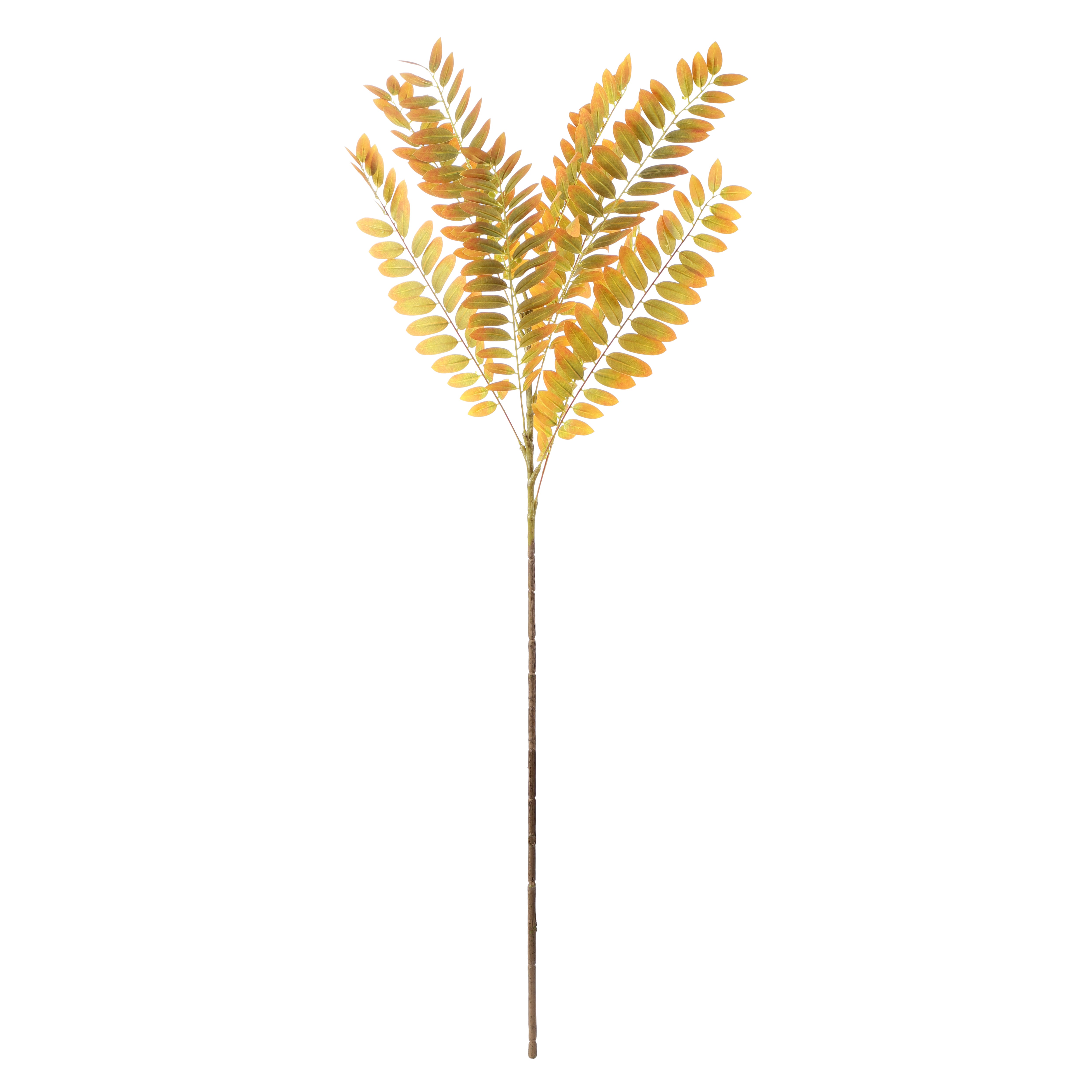 Vibrant Orange & Green Faux Fern Stick (Single)