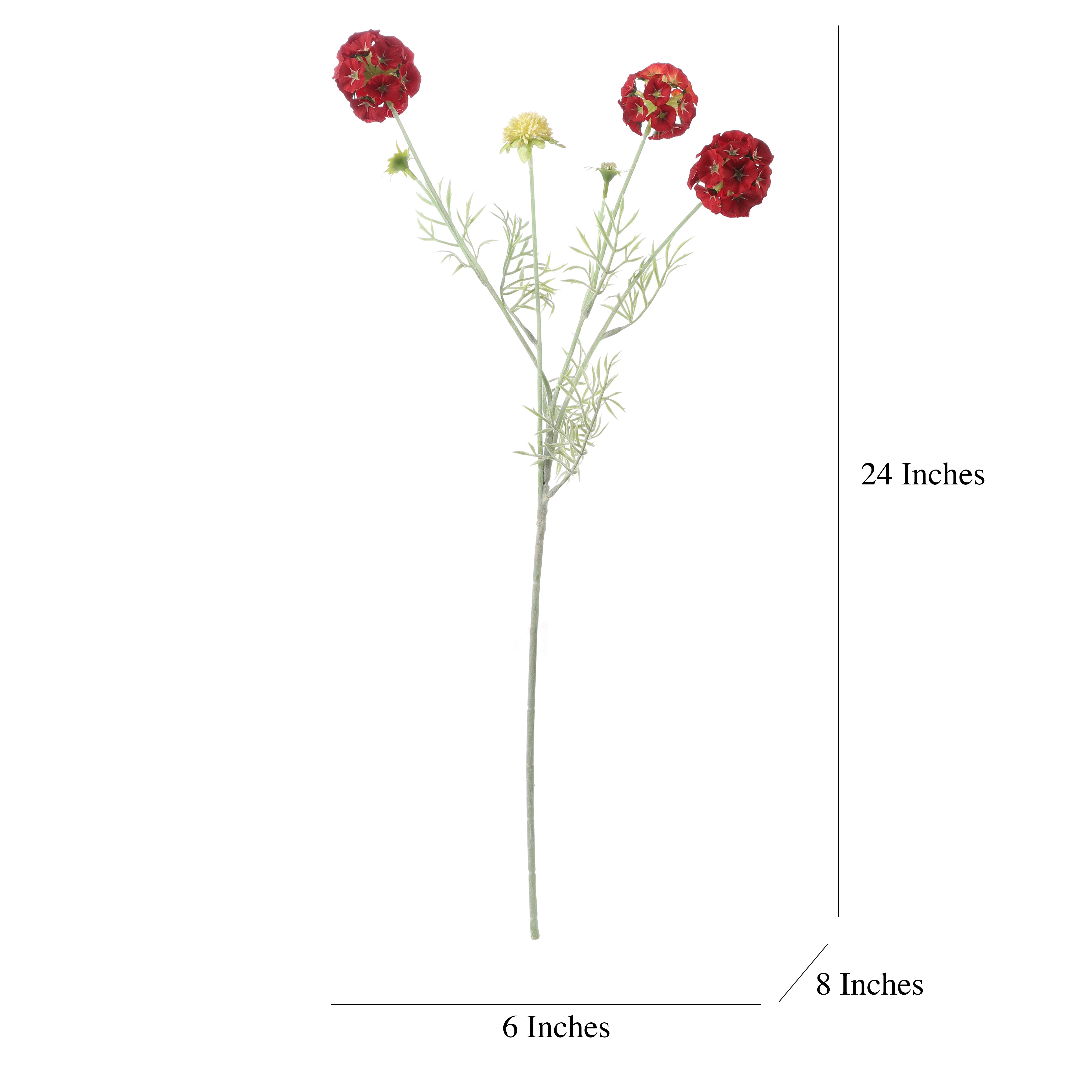 Faux Red Scabiosa Stellata Stem (Single)