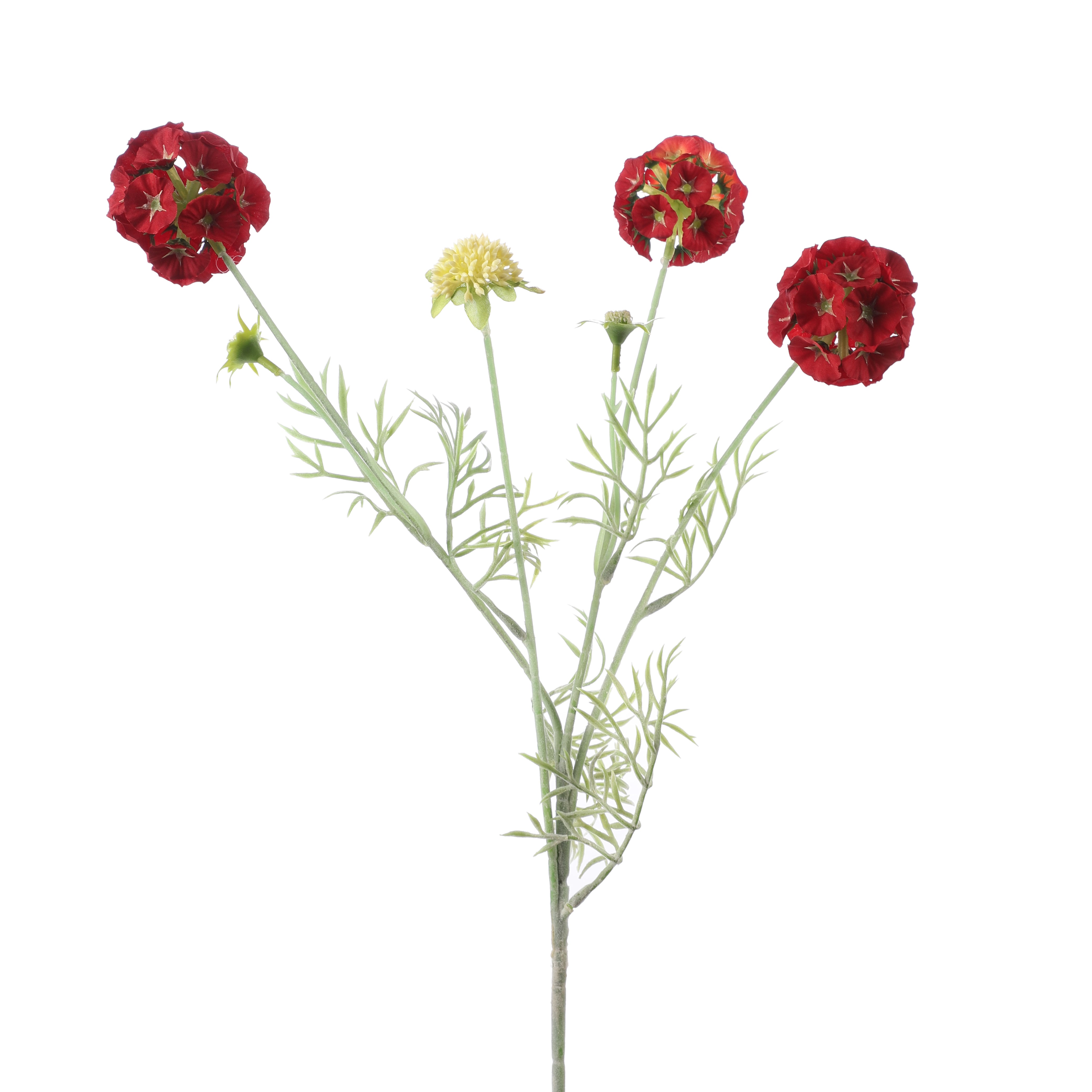 Faux Red Scabiosa Stellata Stem (Single)