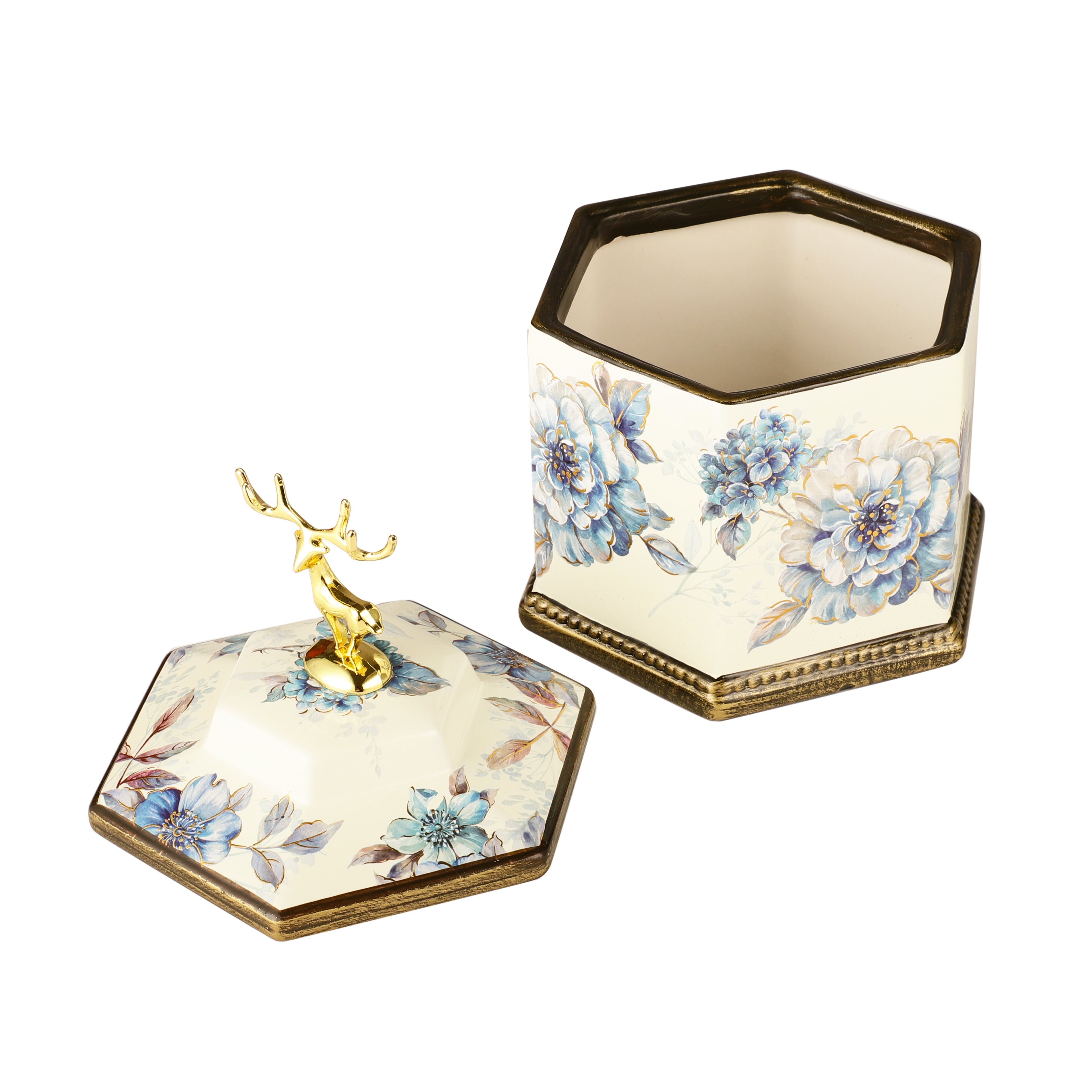 Camellia Hexagonal Ceramic Jar