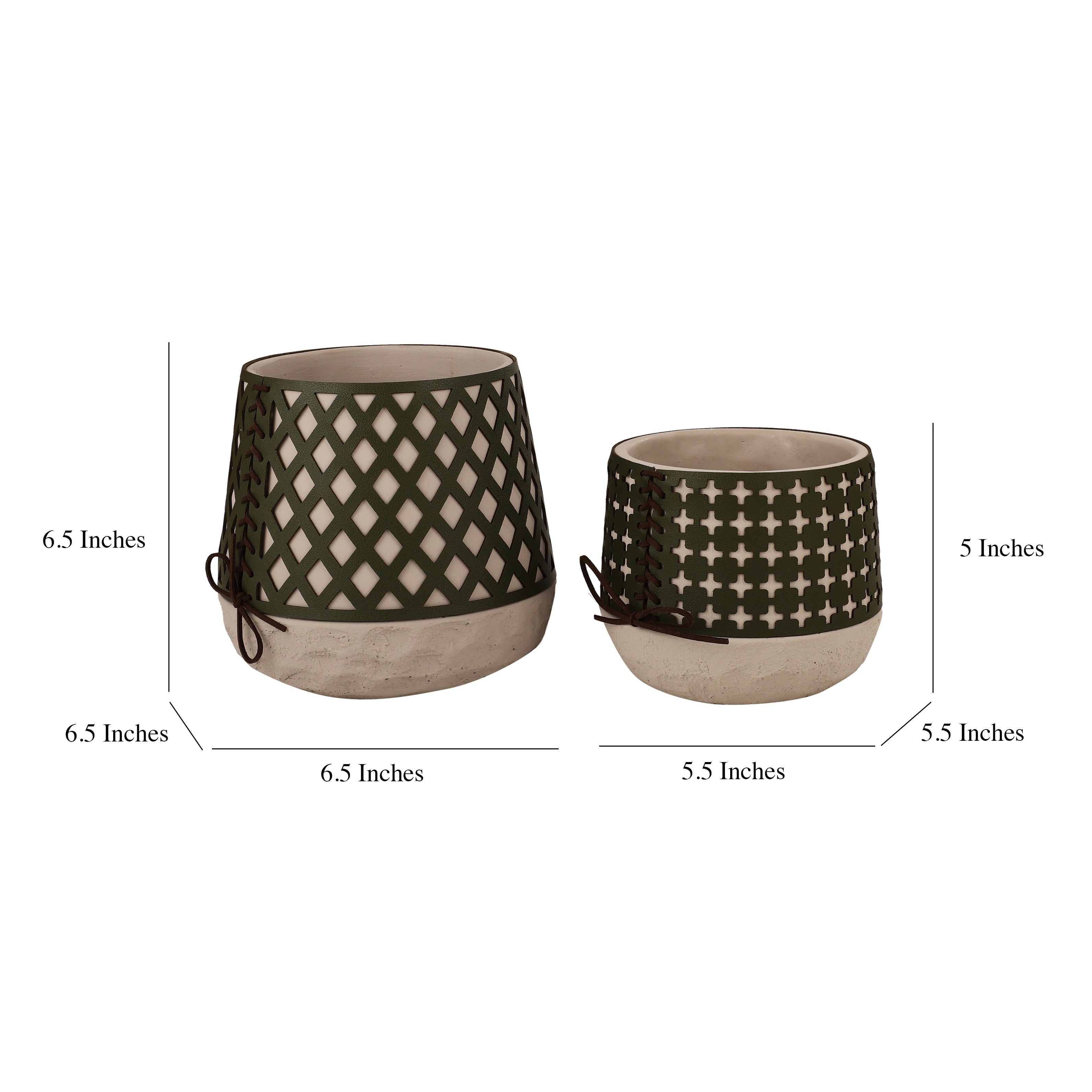 Green Leather Cutwork Planter (Single)