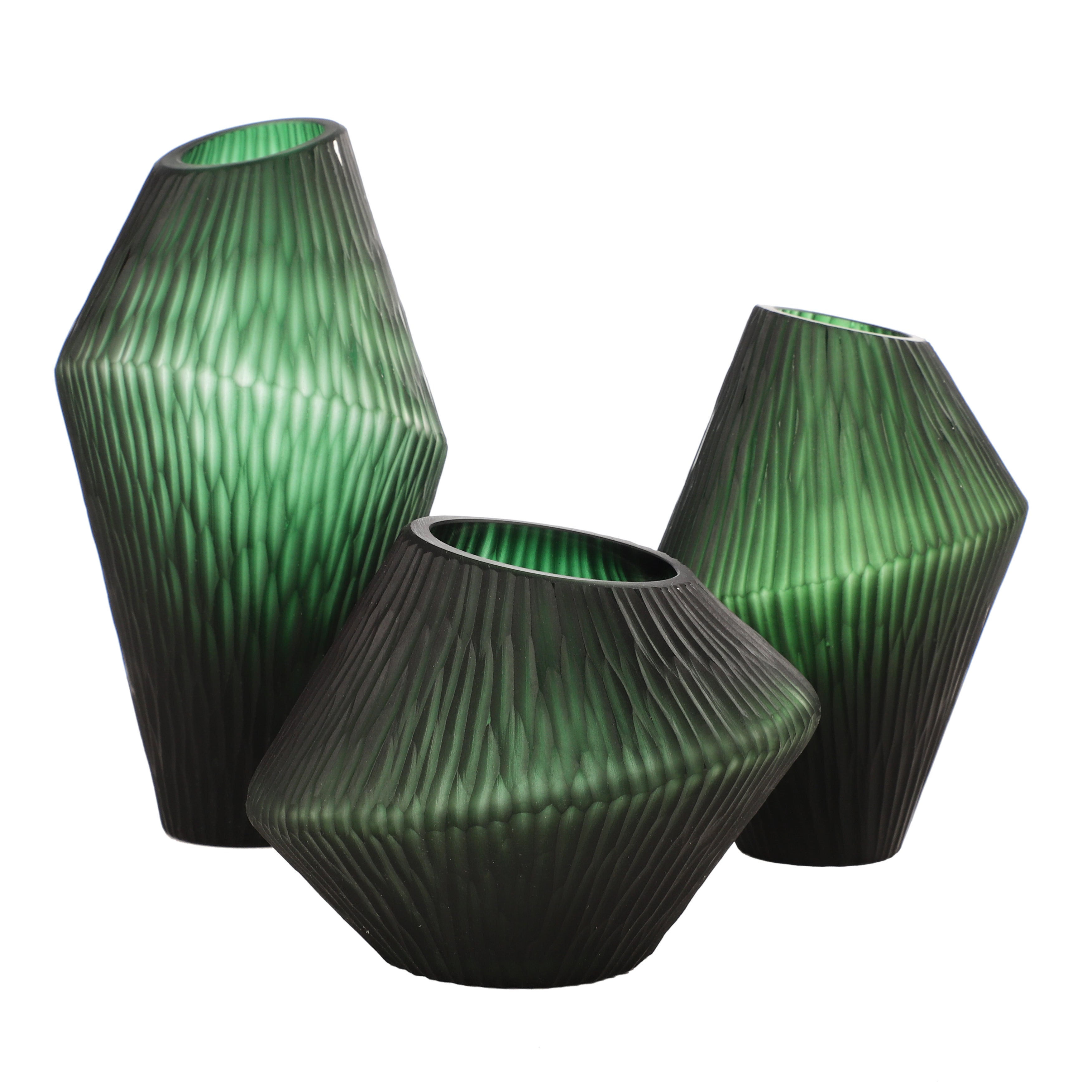 Emerald Elegance Glass Vase (Single)