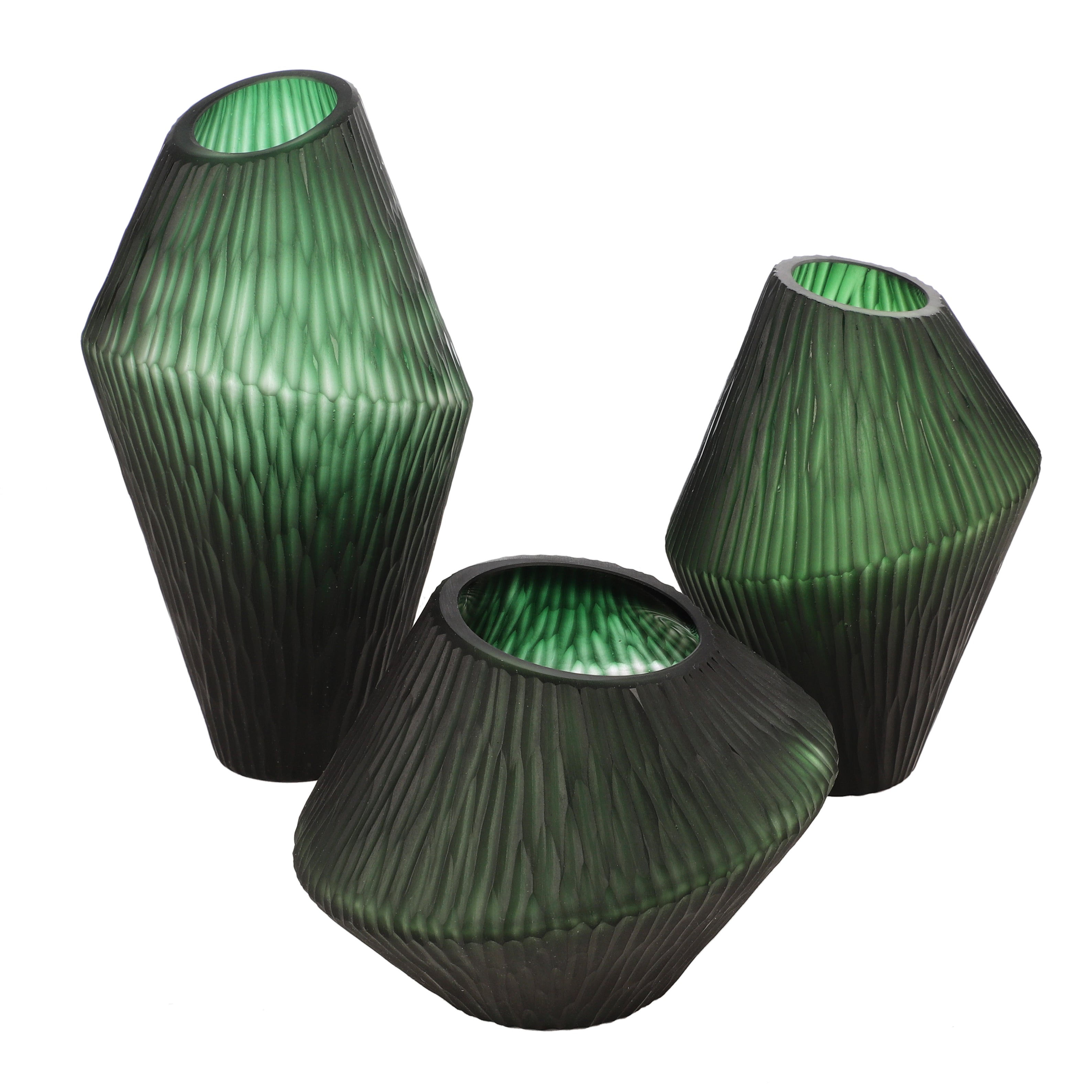 Emerald Elegance Glass Vase (Single)