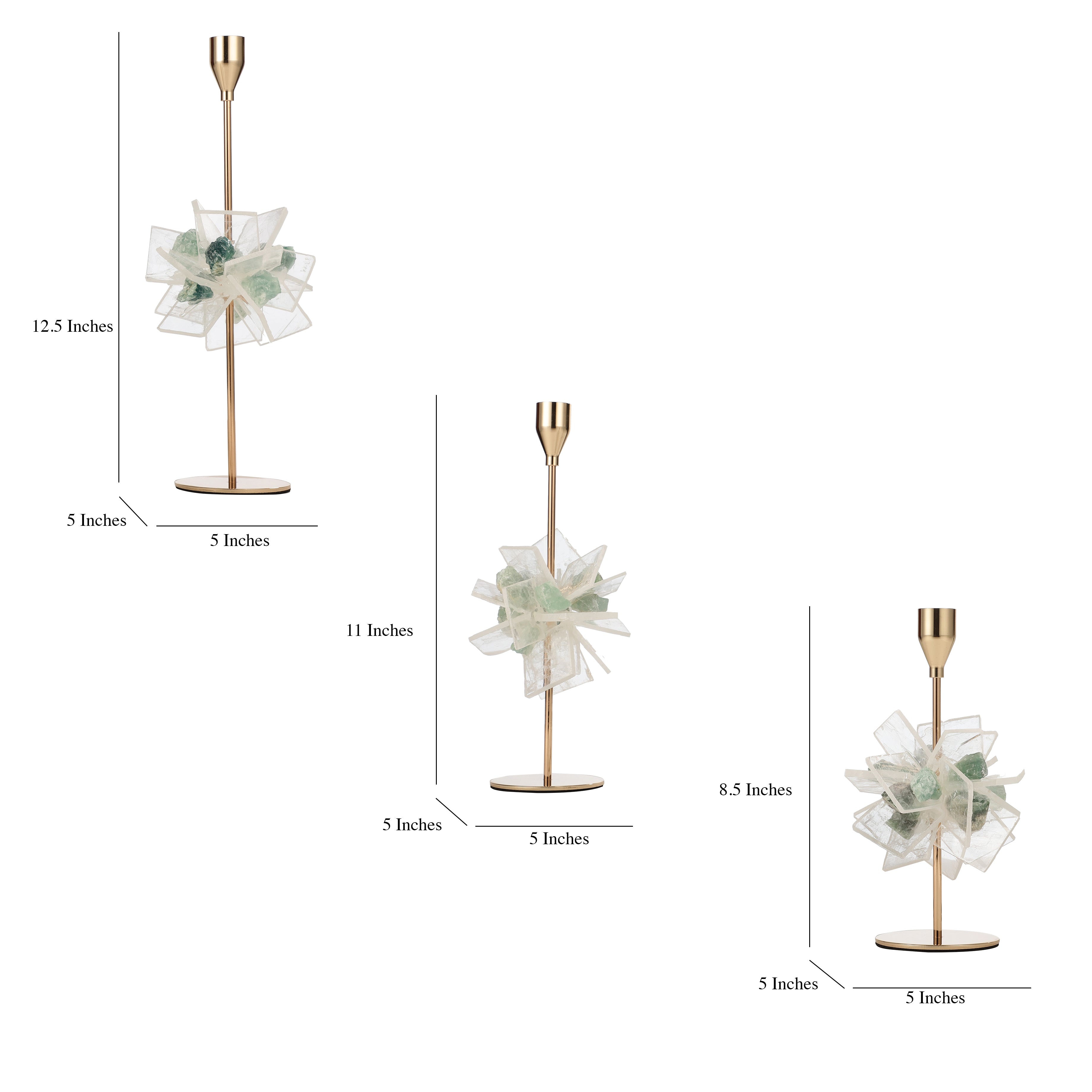 Green & White Crystal Candle Stand (Single)