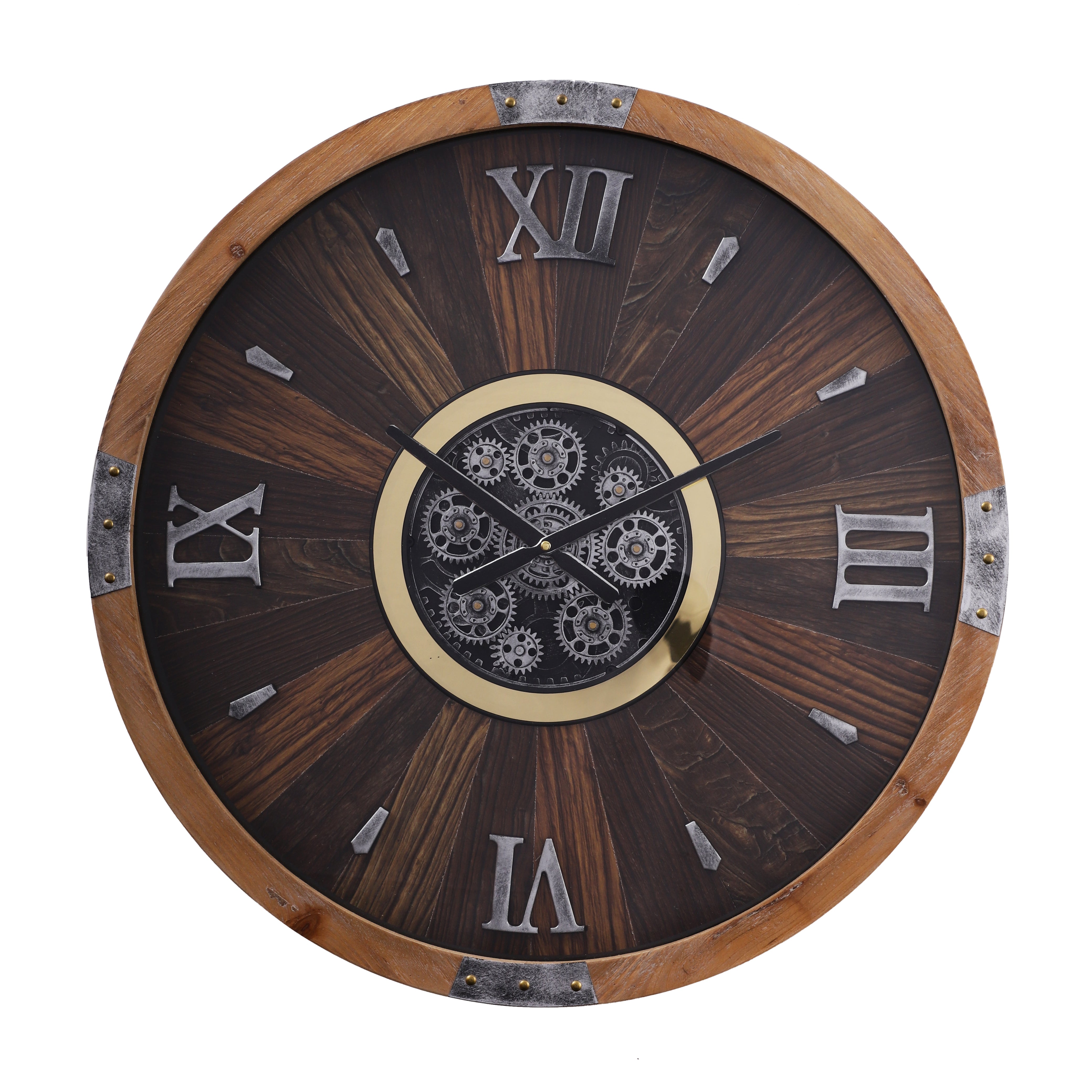Wooden Industrial Wall Clock