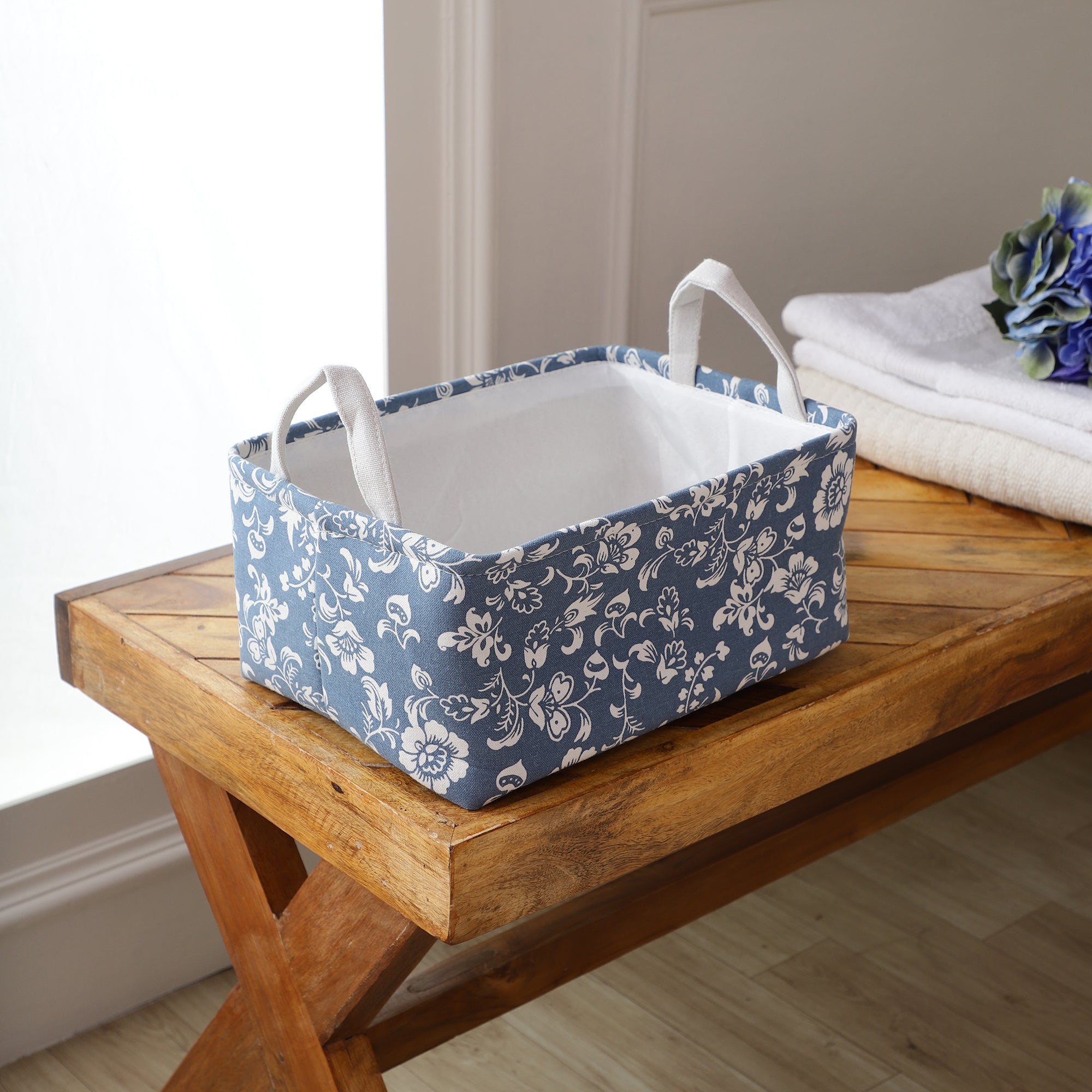 Floral Blue Storage Bins (Set of 3)