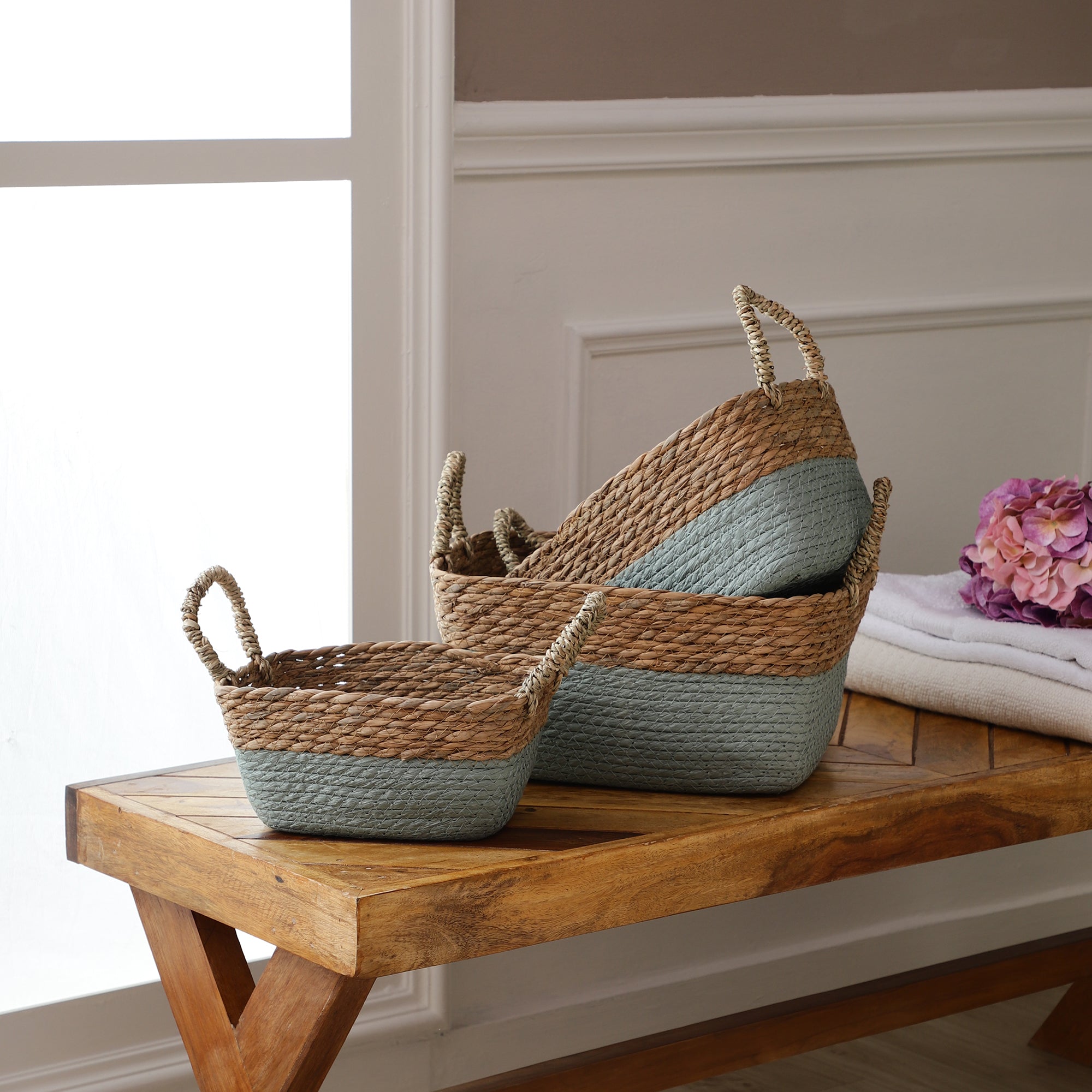 Coastal Braids Storage Bins - Blue (Set of 3)