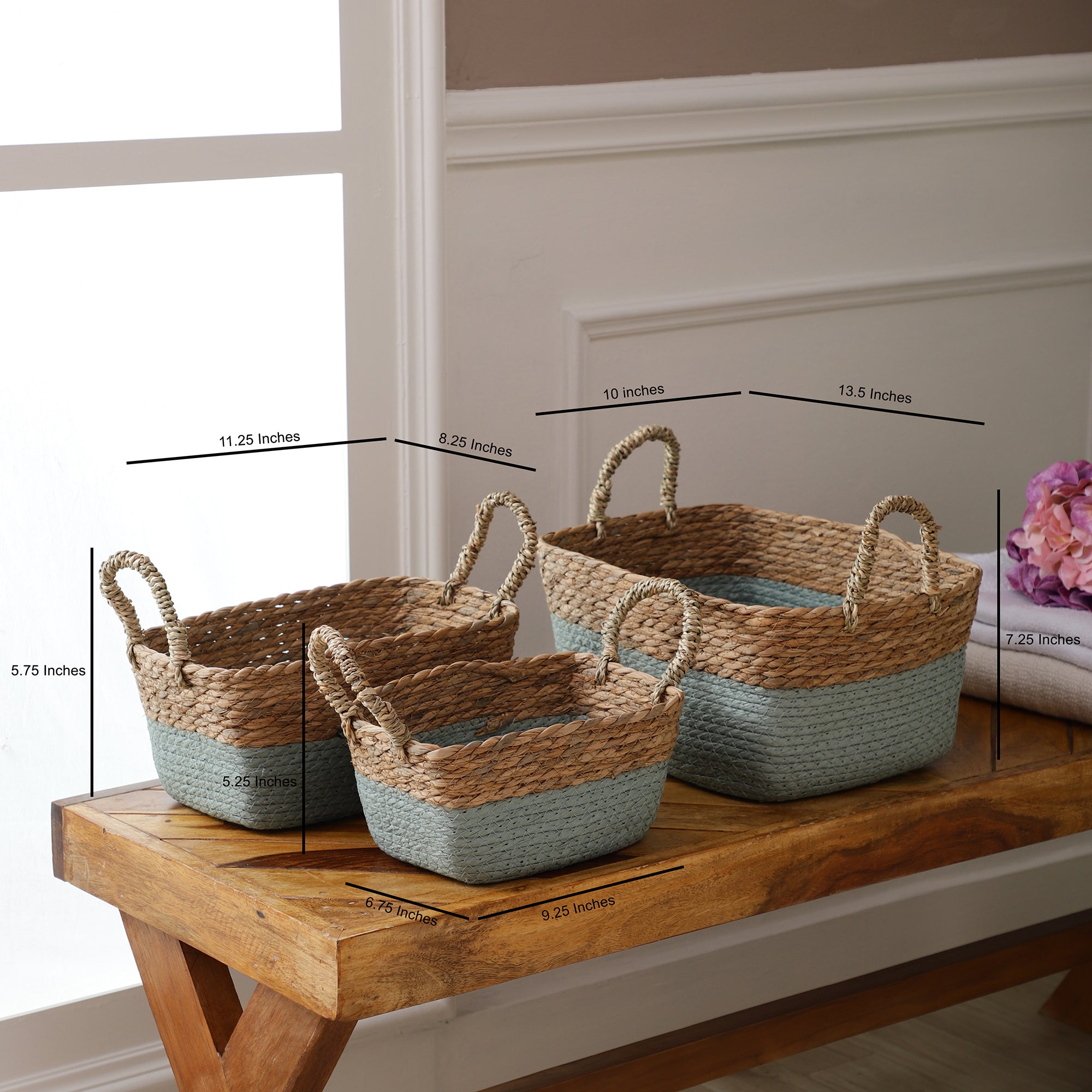 Coastal Braids Storage Bins - Blue (Set of 3)