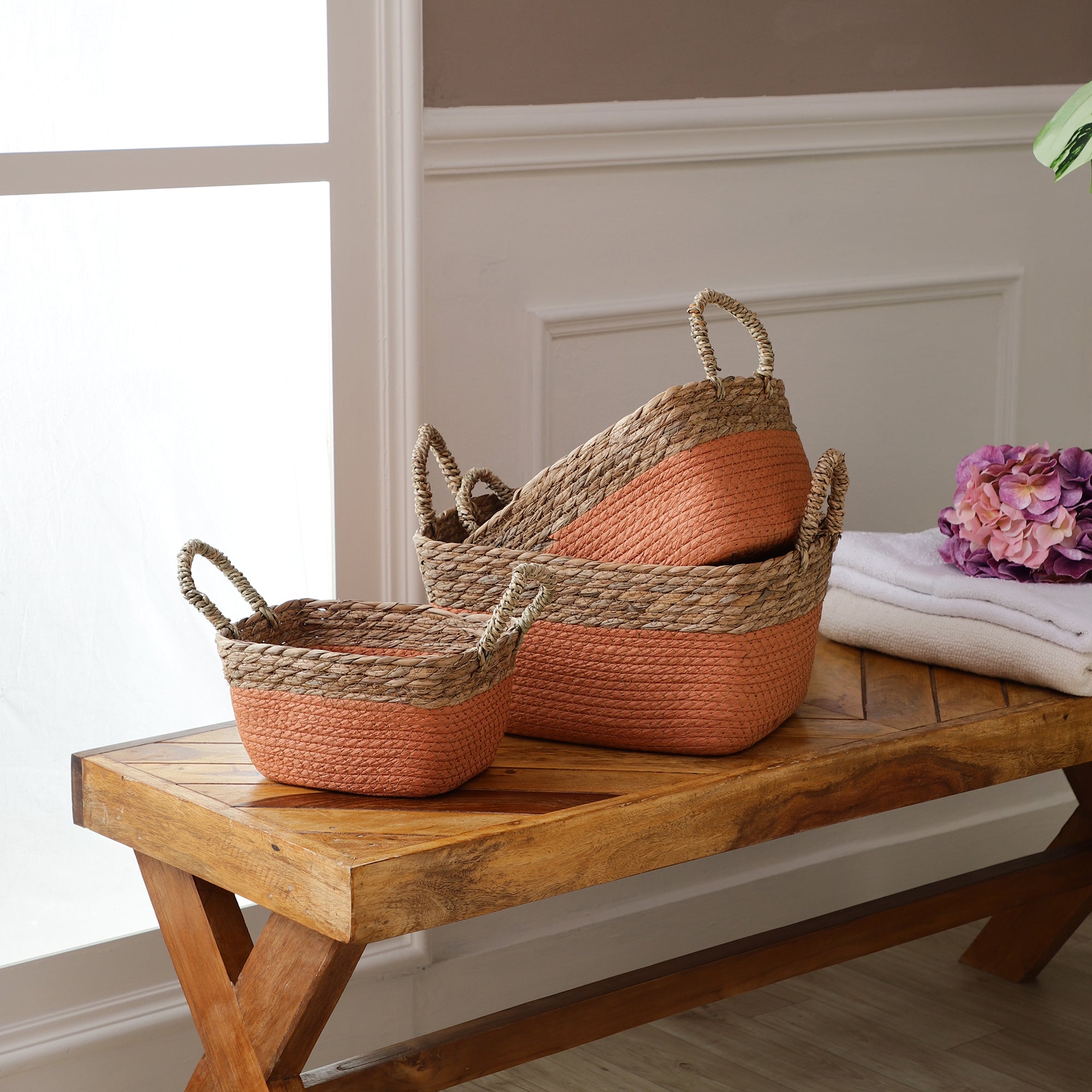 Coastal Braids Storage Bins - Pink (Set of 3)