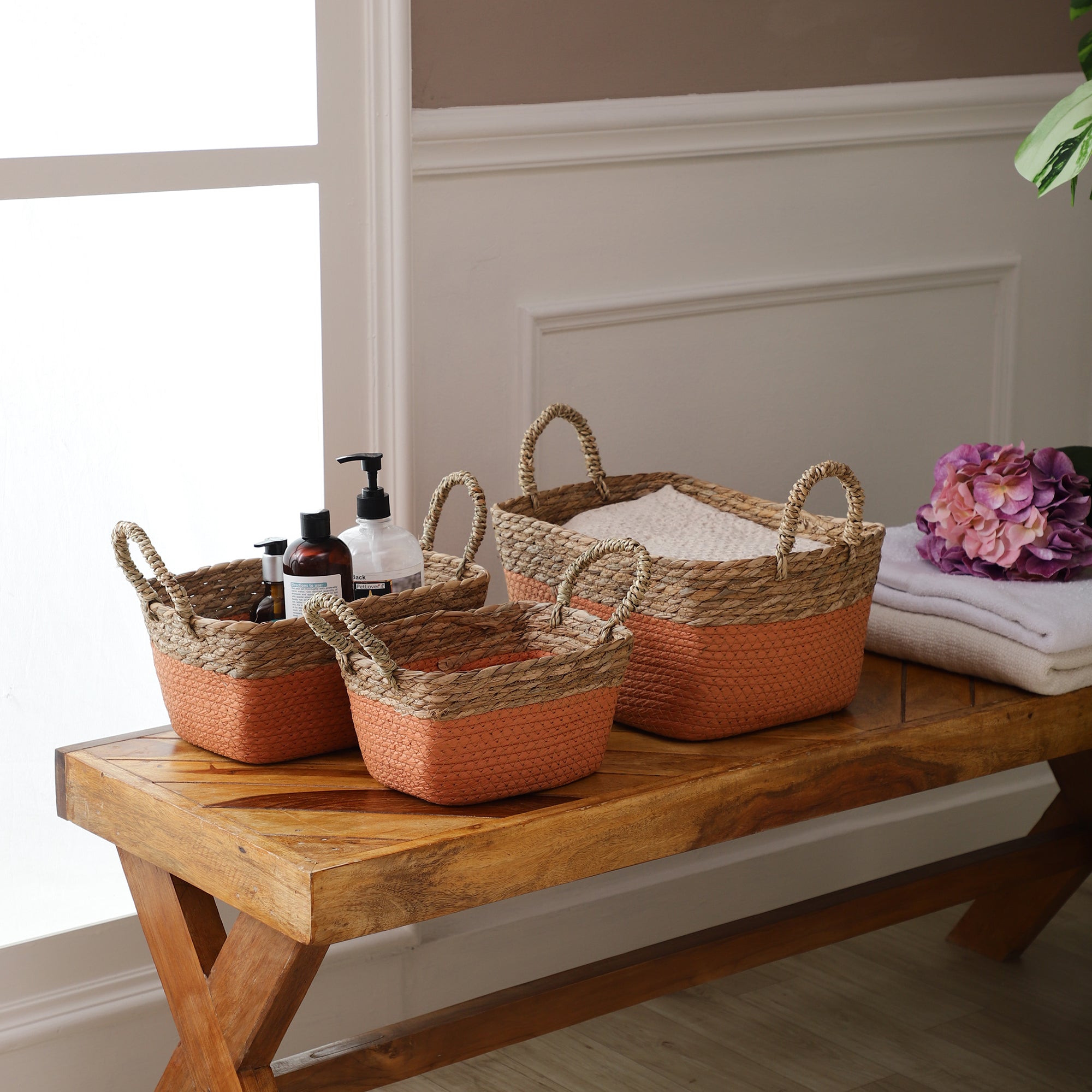 Coastal Braids Storage Bins - Pink (Set of 3)