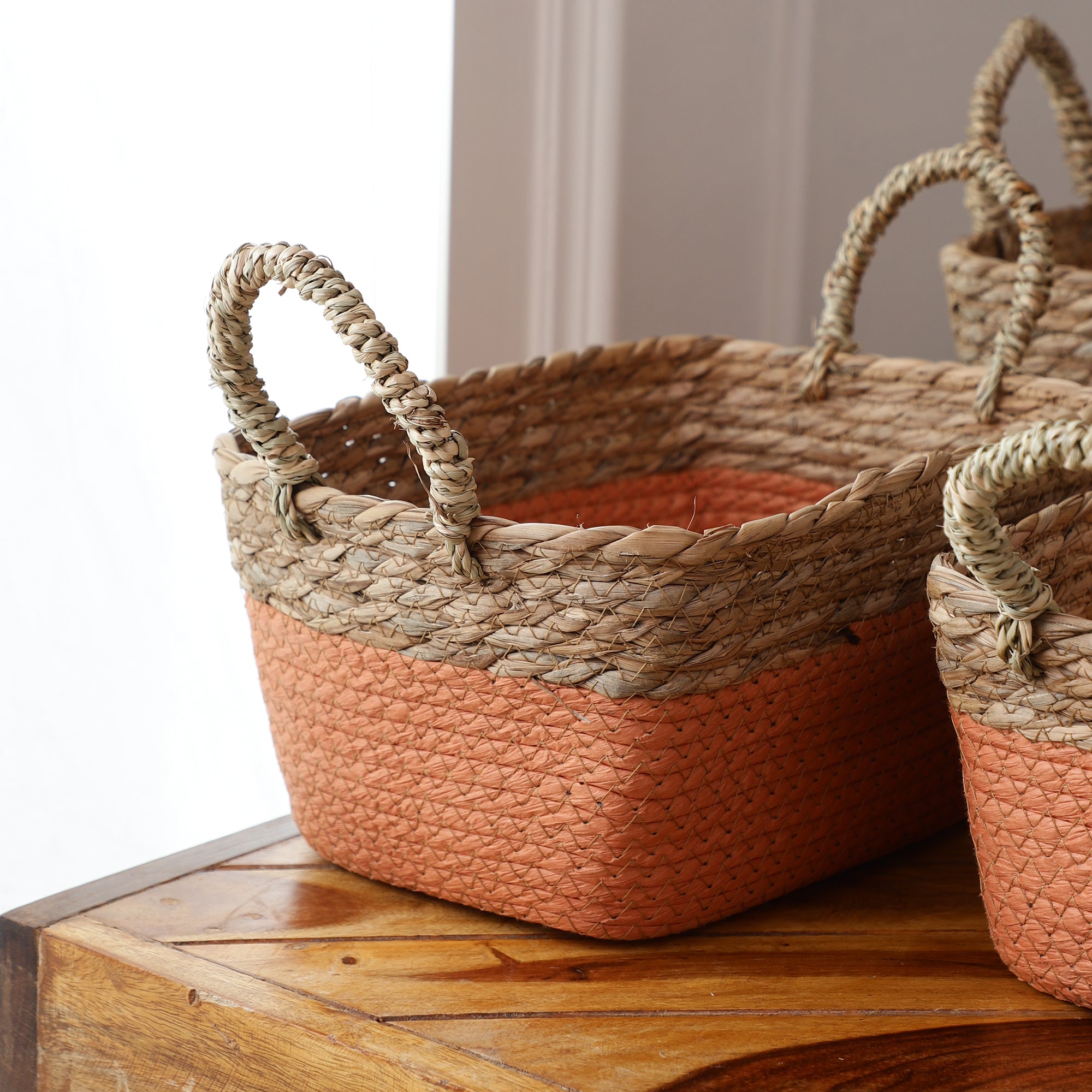 Coastal Braids Storage Bins - Pink (Set of 3)