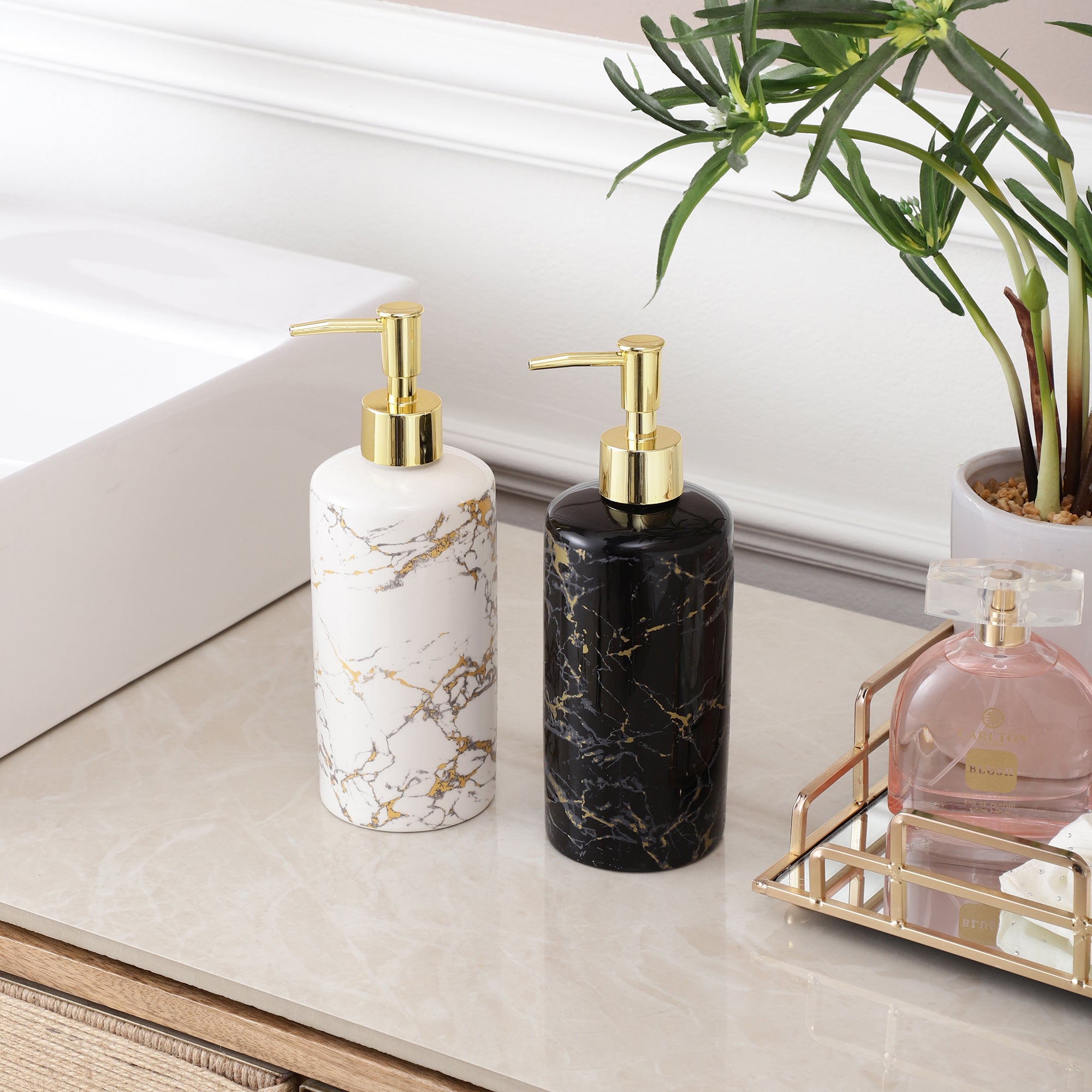 Tall Marble Pattern Soap/Lotion Dispenser (Single)