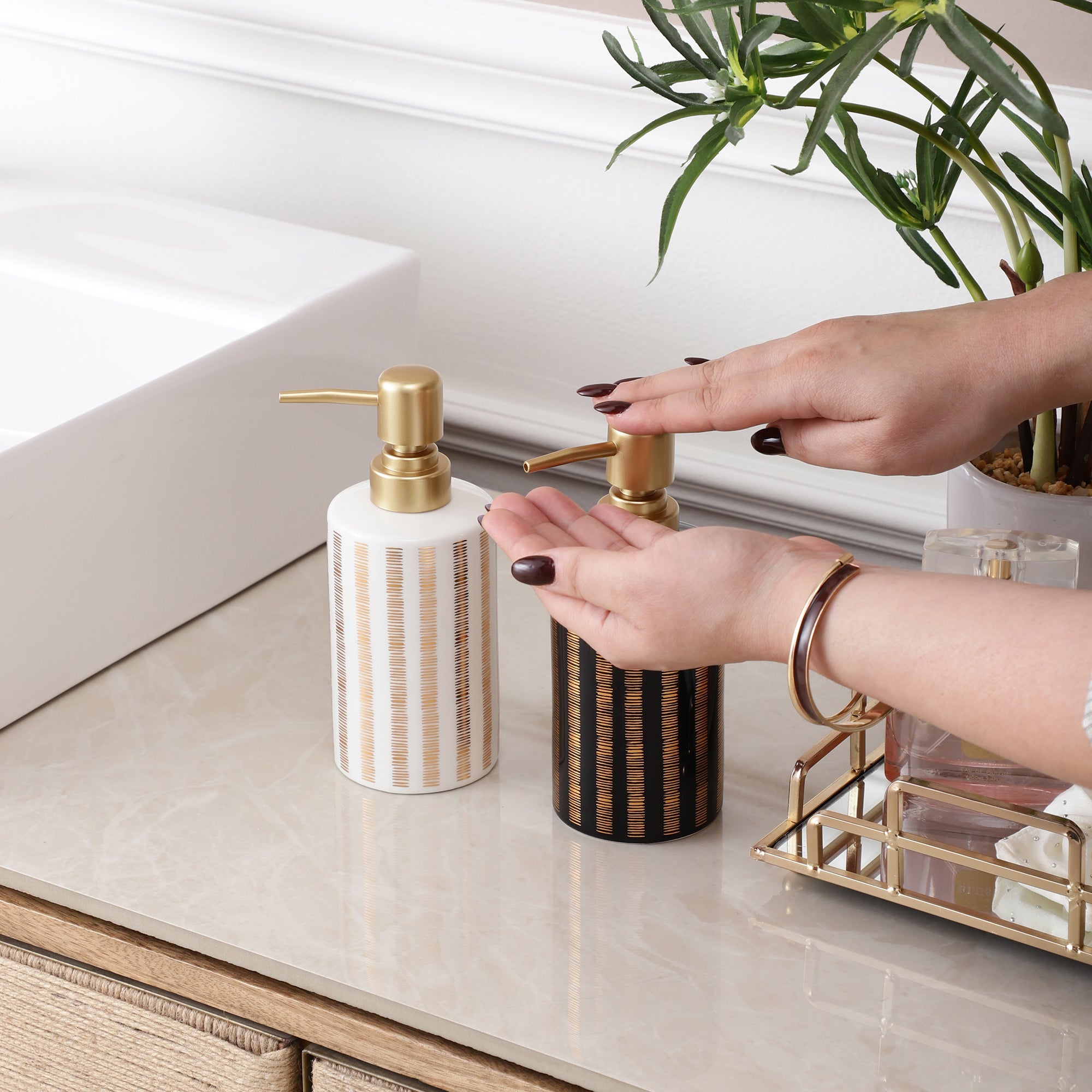 Earthy Striped Pattern Soap Dispenser (Single)