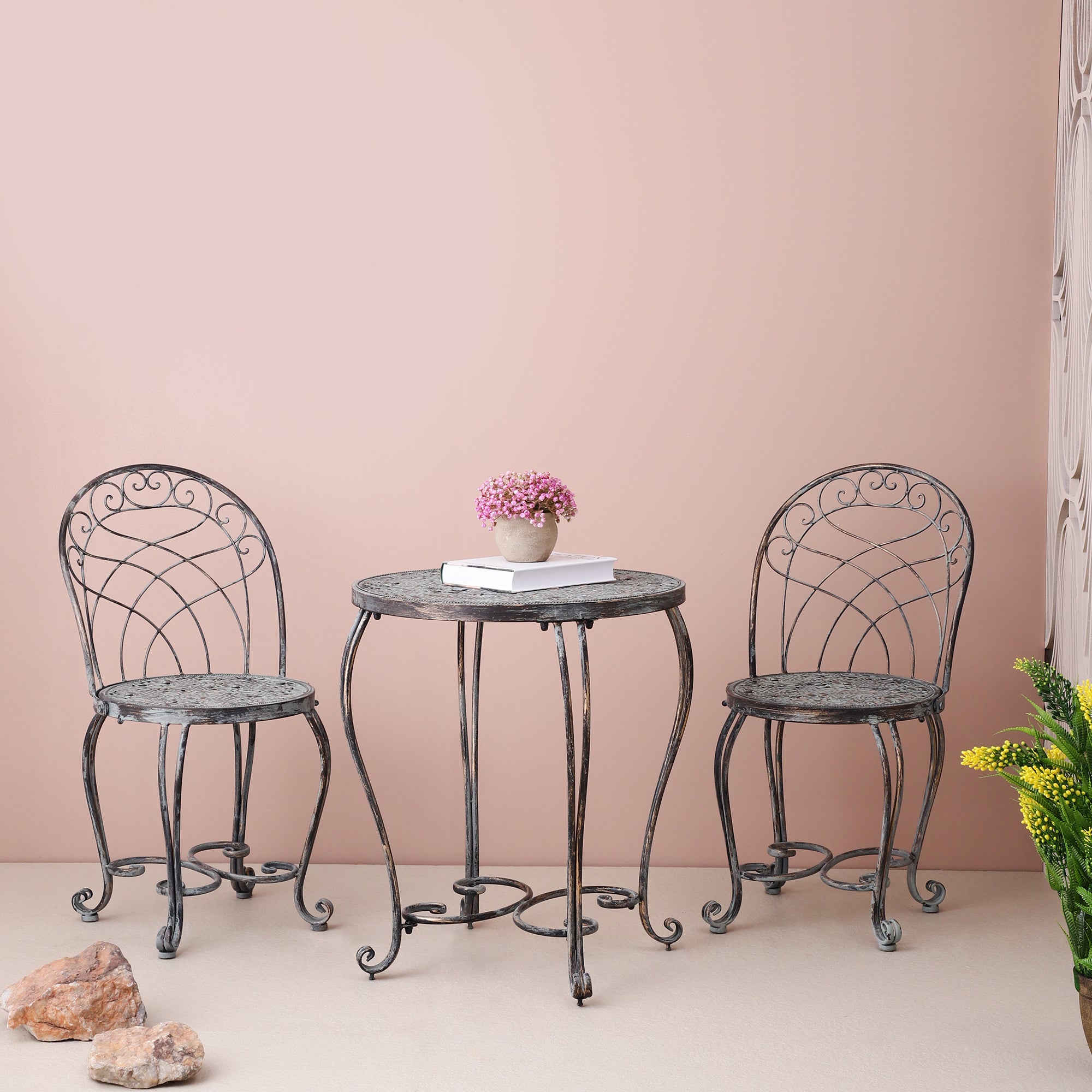 Grape Vine Pattern Outdoor Chairs & Table (Set of 3)