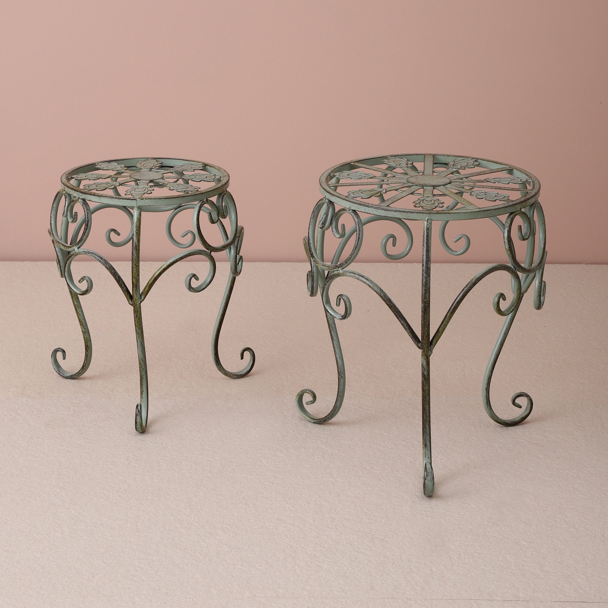 Olive Garden Round Decorative Short Tables (Set of 2)