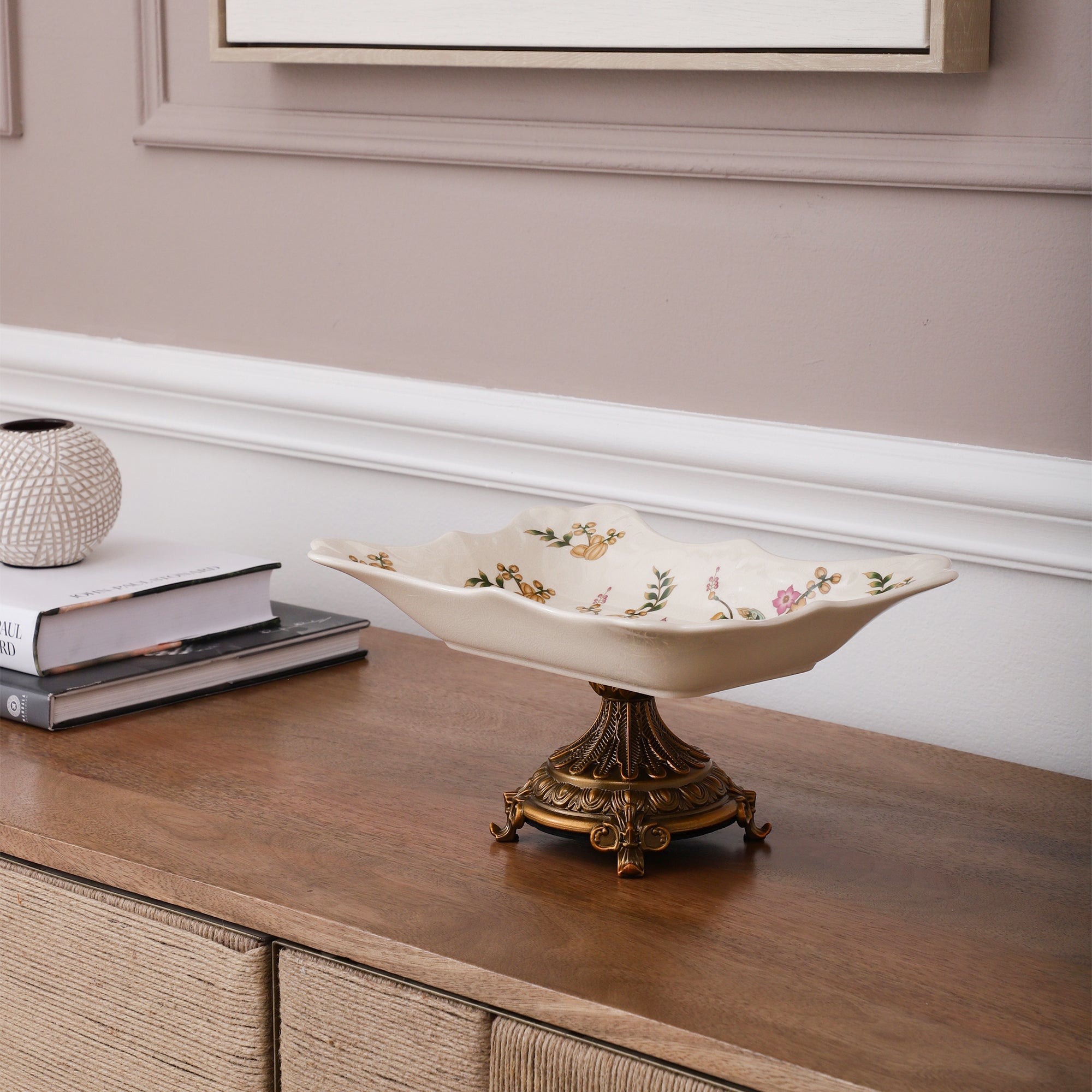 Yellow Regal Platter With Gold Base