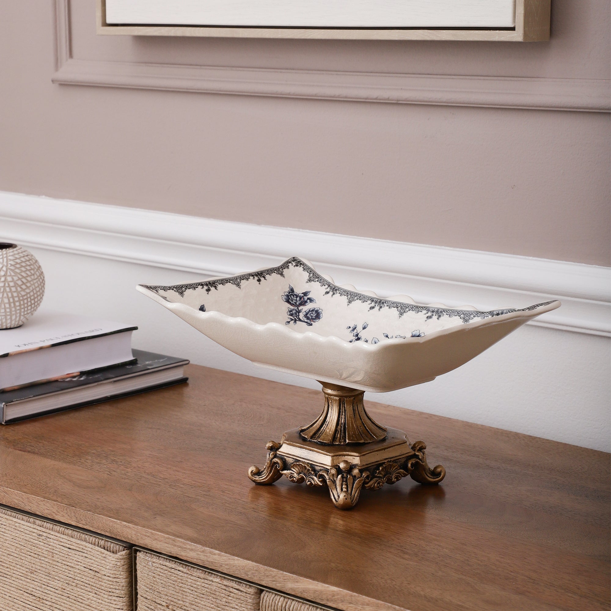 Blue Regal Rectangle Platter With Base