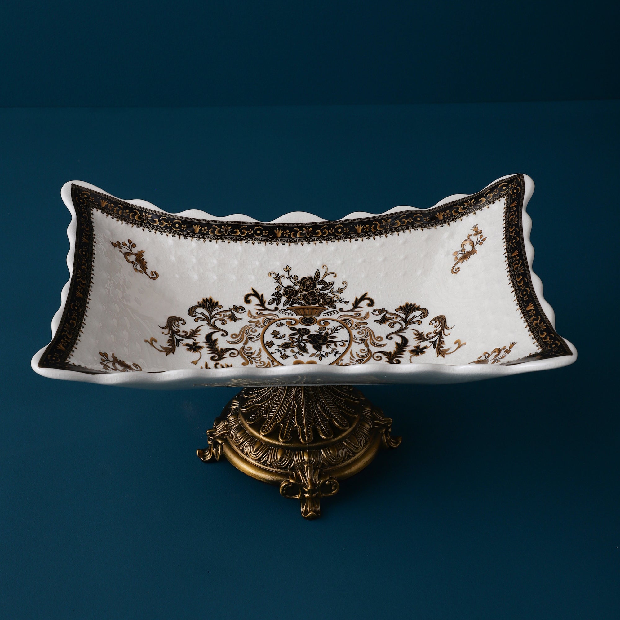 Grandiose Rectangle Platter With Gold Base