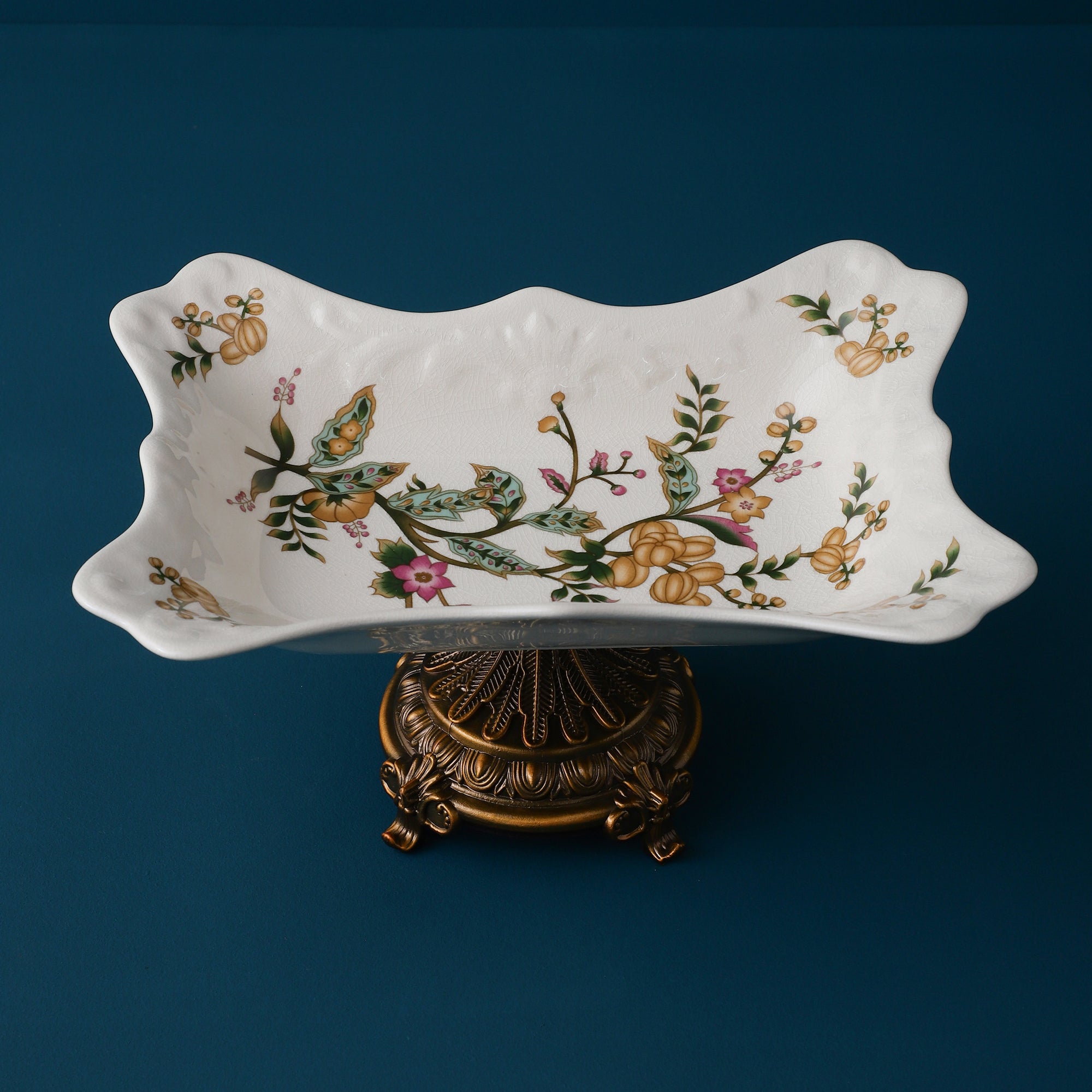 Yellow Regal Platter With Gold Base