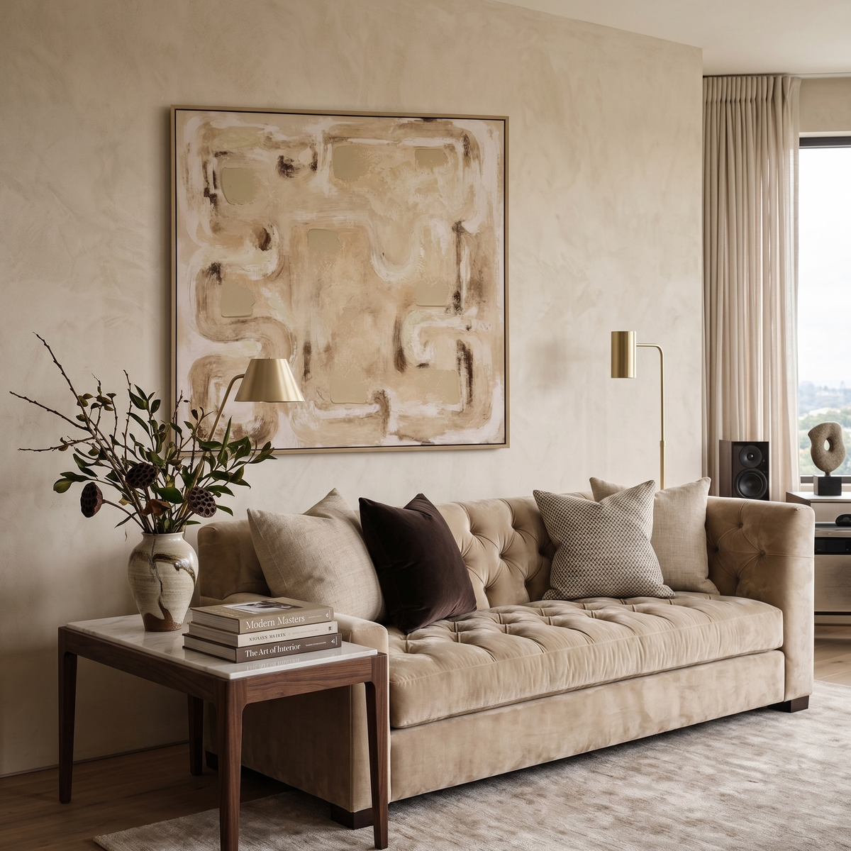 Ivory Labyrinth Textured Canvas