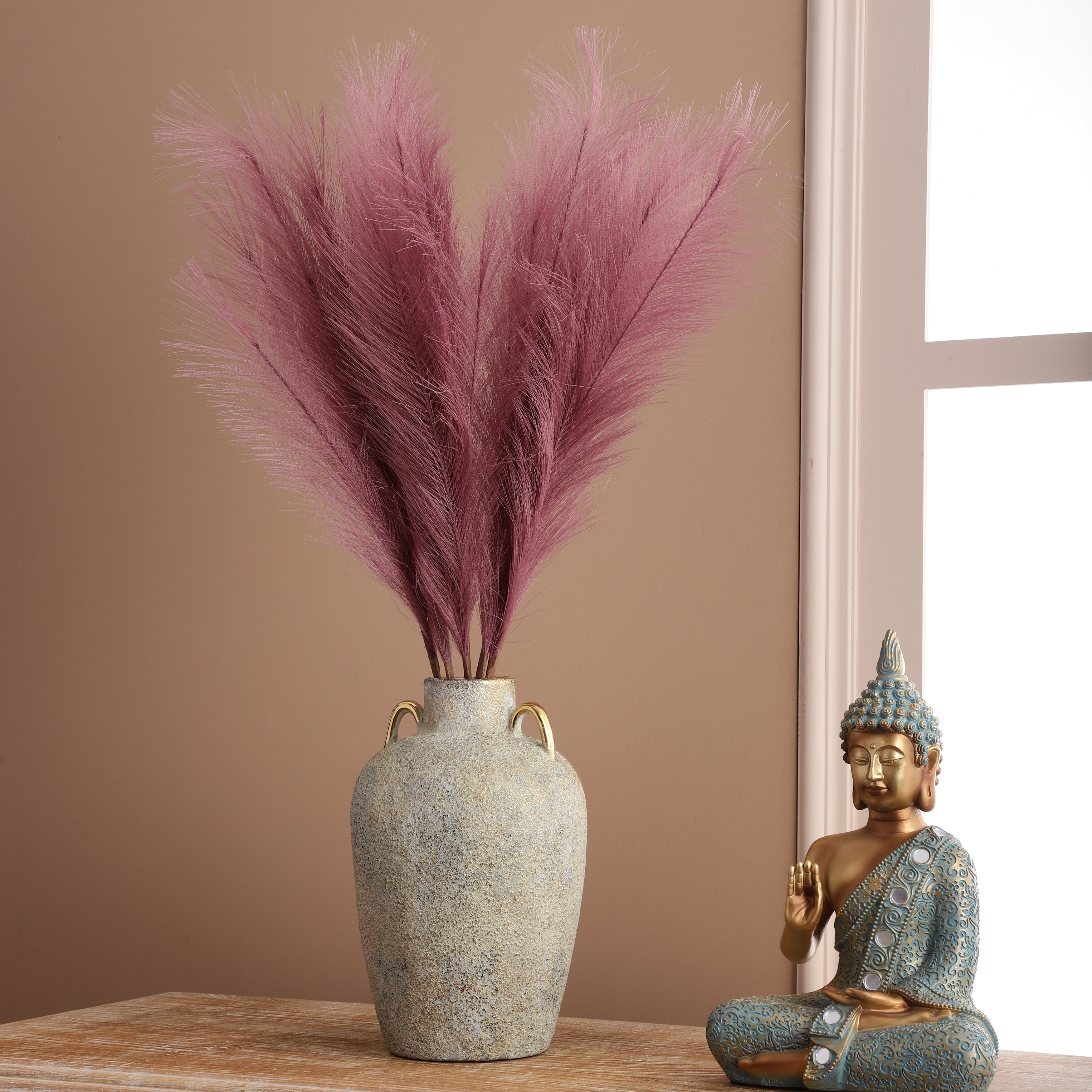 Mauve Faux Pampas Grass Stick (Set of 5)