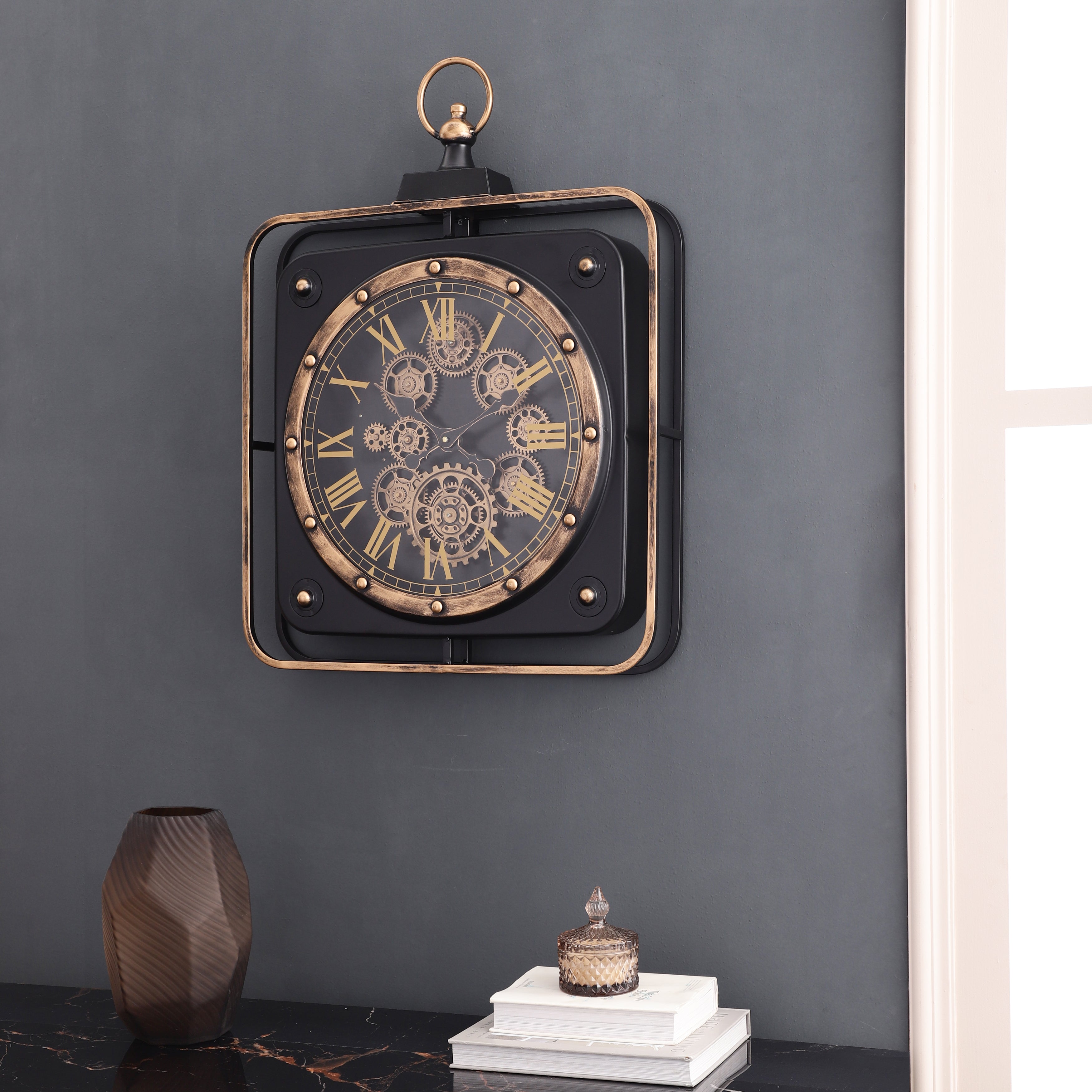 Framed Square Antique Wall Clock