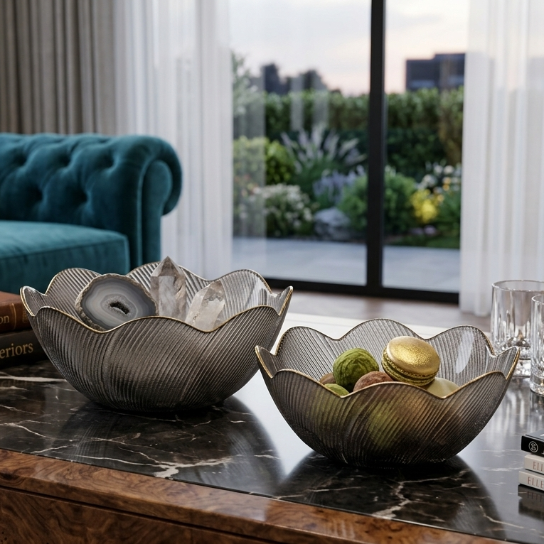 Midnight Floral Glass Bowl (Single)