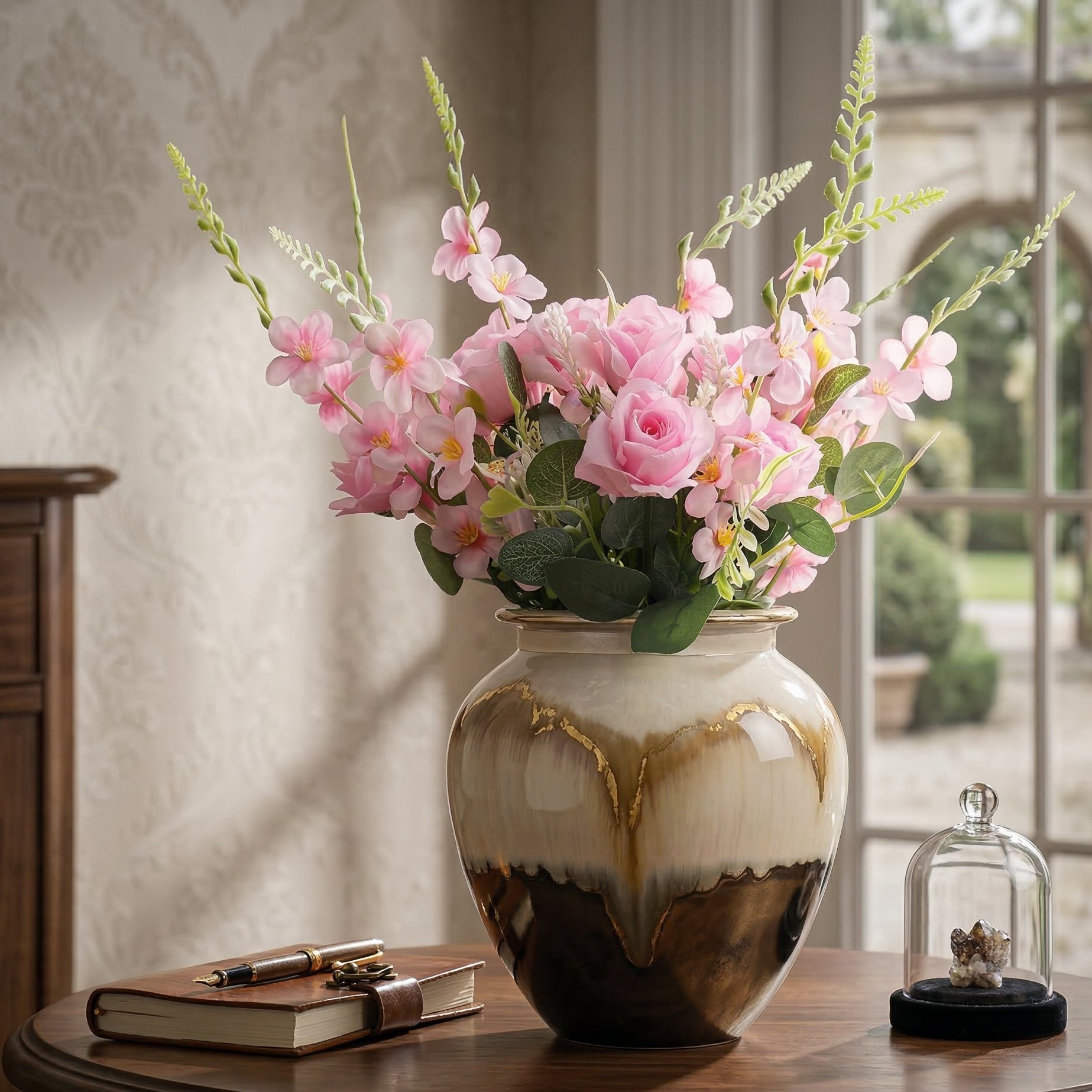 Pink Fern Rose Bunch (Single)