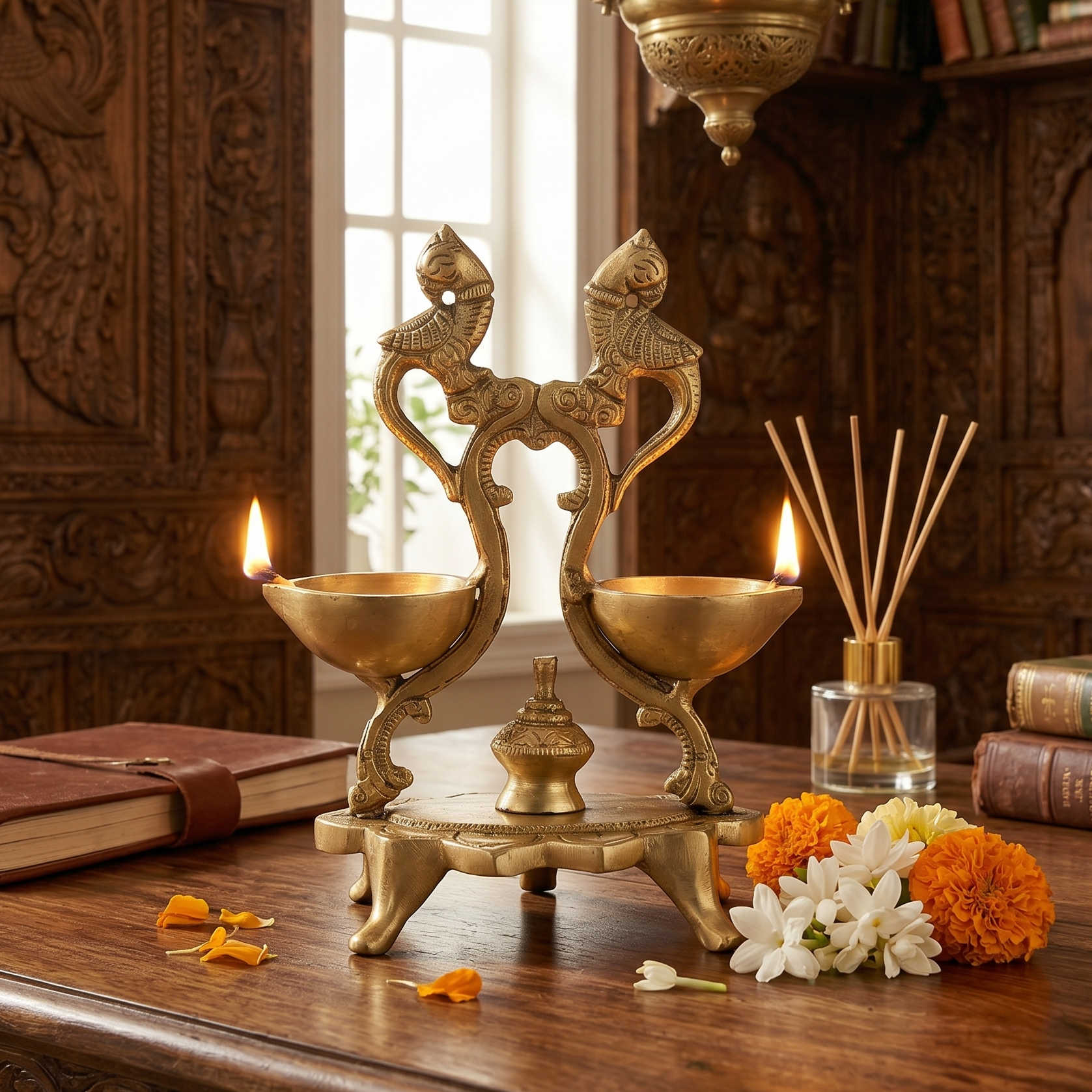 Two Parrot Oil Lamp