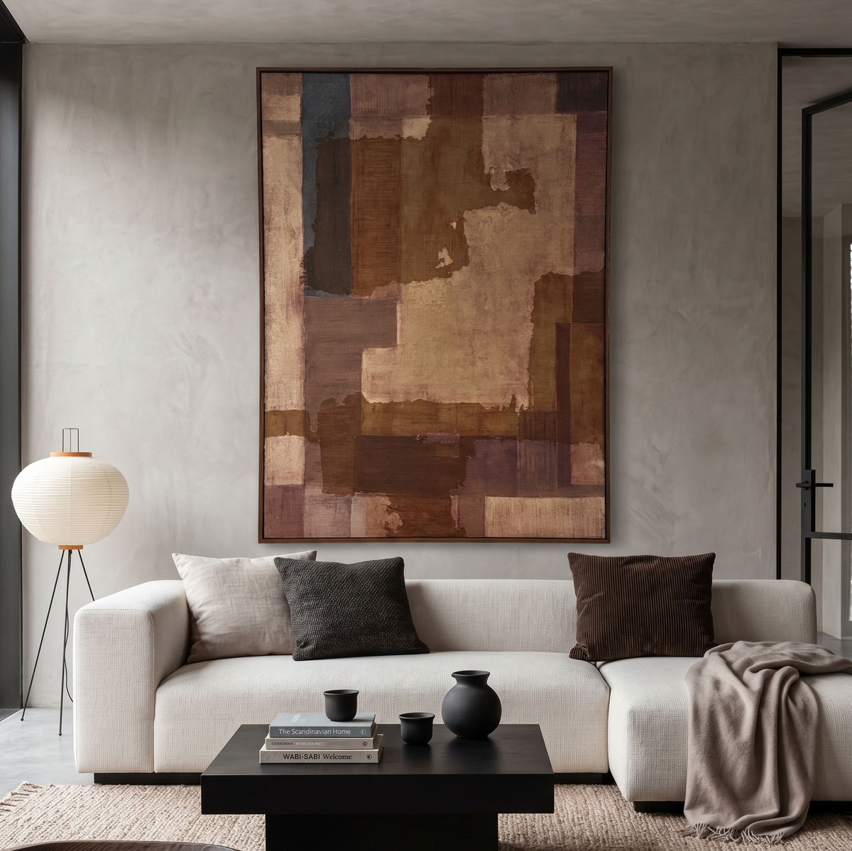 Umber Patchwork Linen Canvas