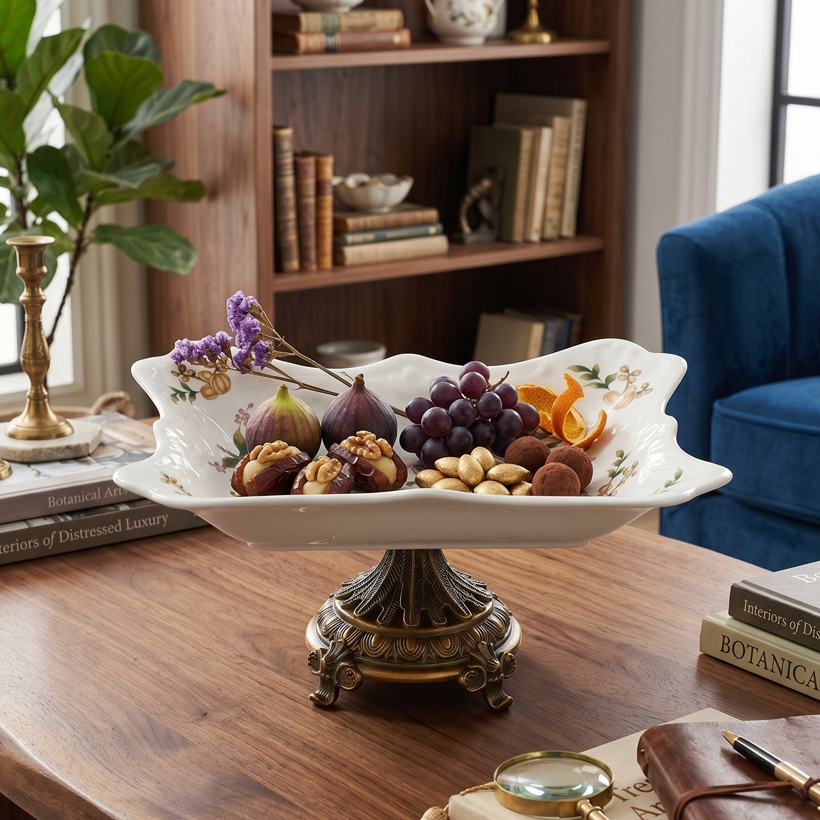 Yellow Regal Platter With Gold Base