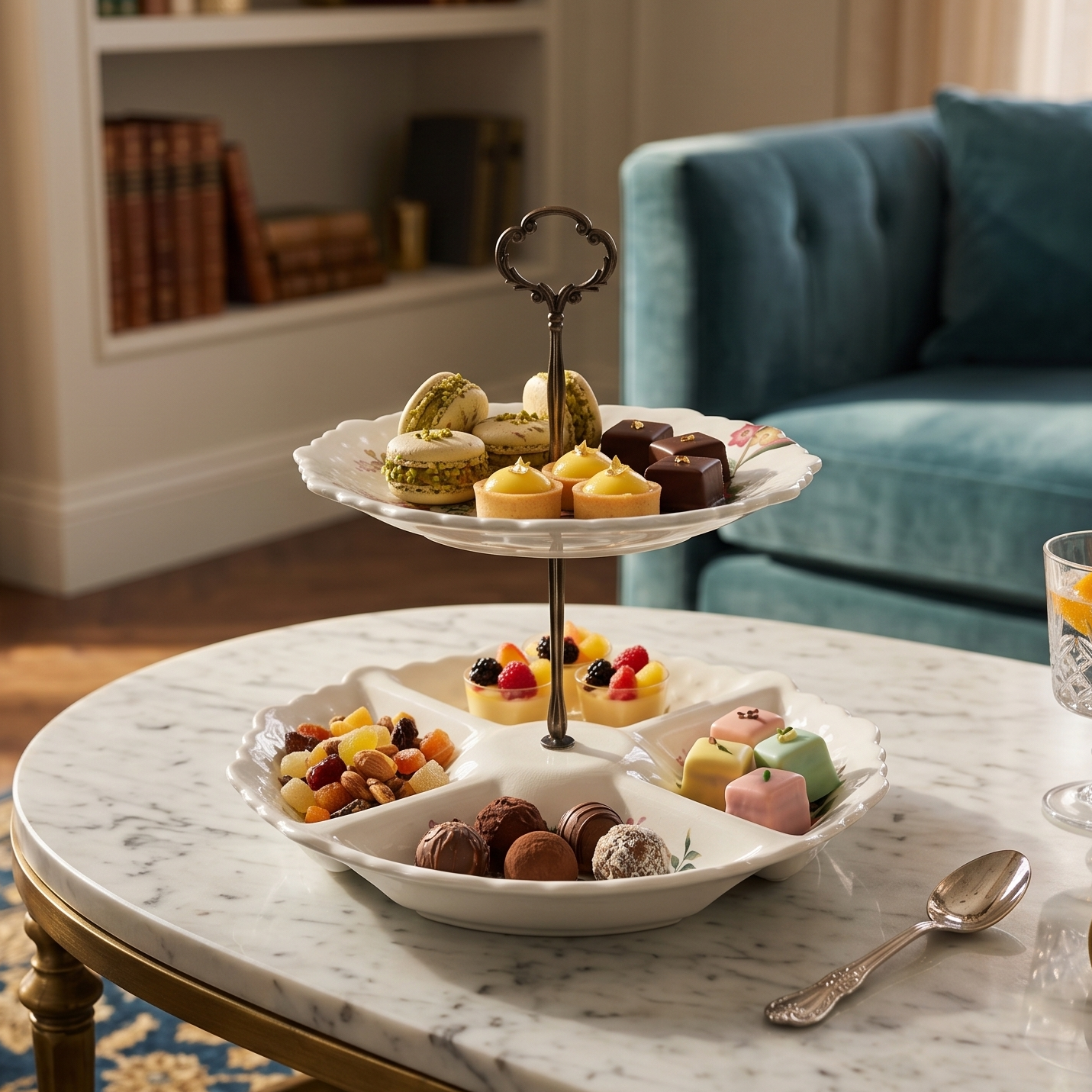 Yellow Two Tier Ceramic Dessert Stand