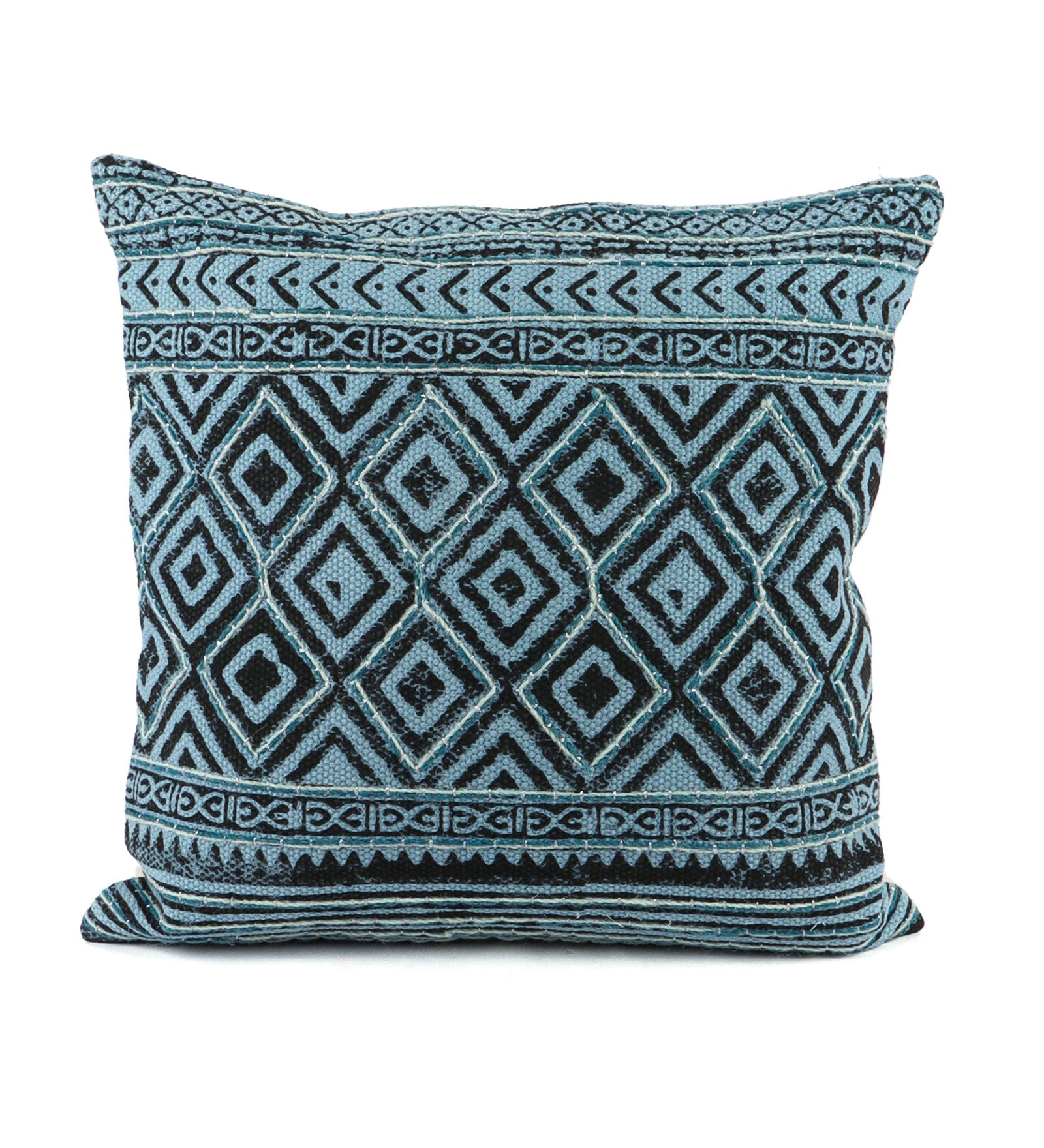 Embroidered Contemporary Cushion Cover (Blue Diamond)