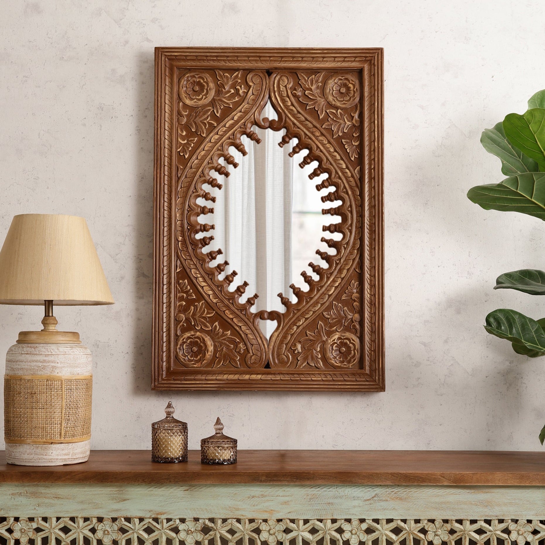 Aafreen Hand Carved Wall Mirror